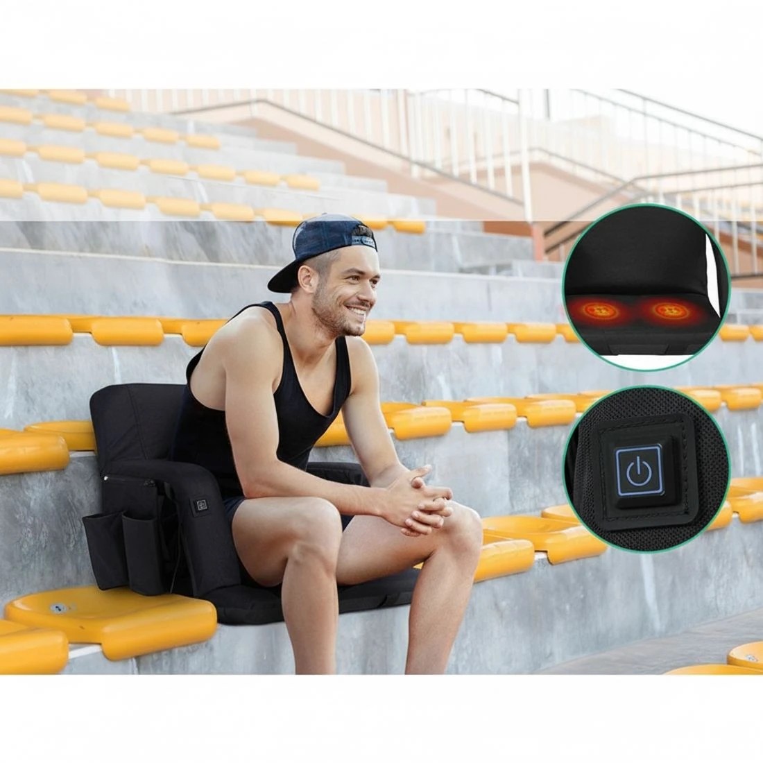 4 Artiss Floor Lounge Sofa Bed With Armrest Heated Cushion - Black, 4 of 6