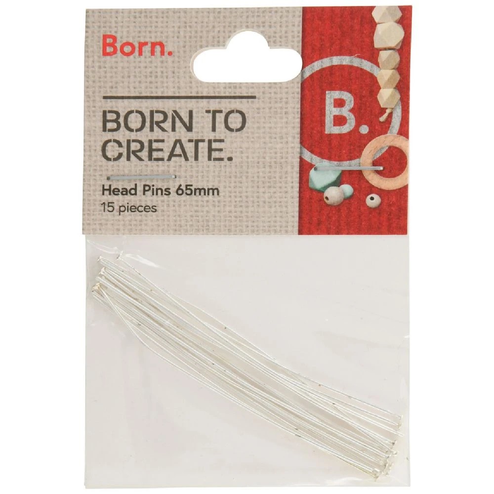 1 Born Head Pins 65mm Silver 15 Pack, 1 of 2