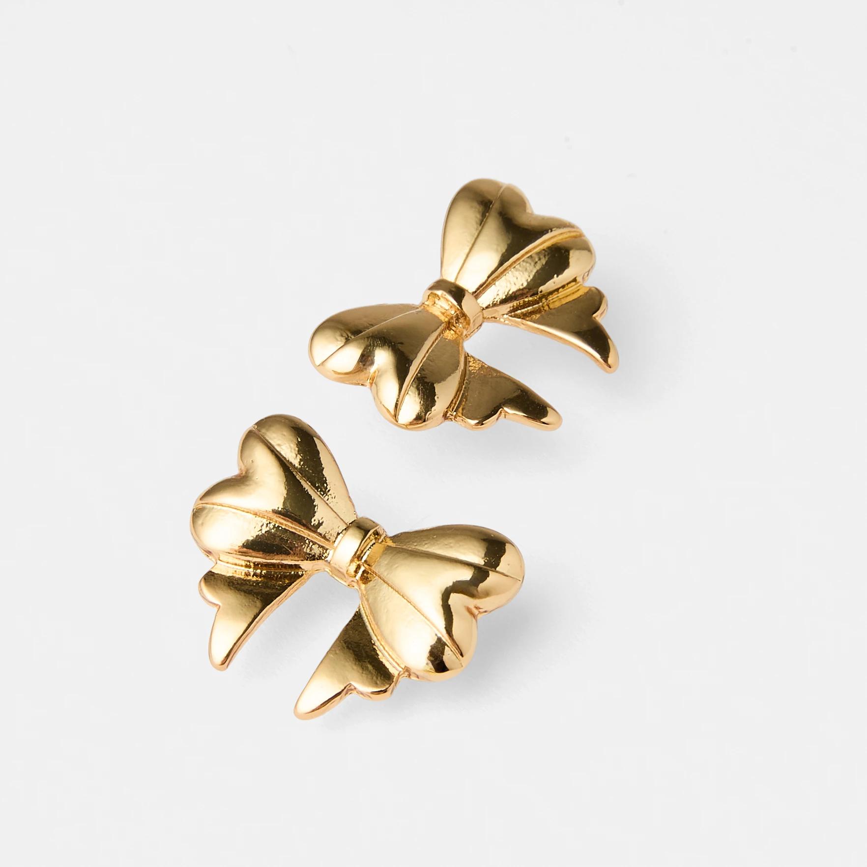 3 18K Gold Plated Bow Stud Earrings Gold, 3 of 5