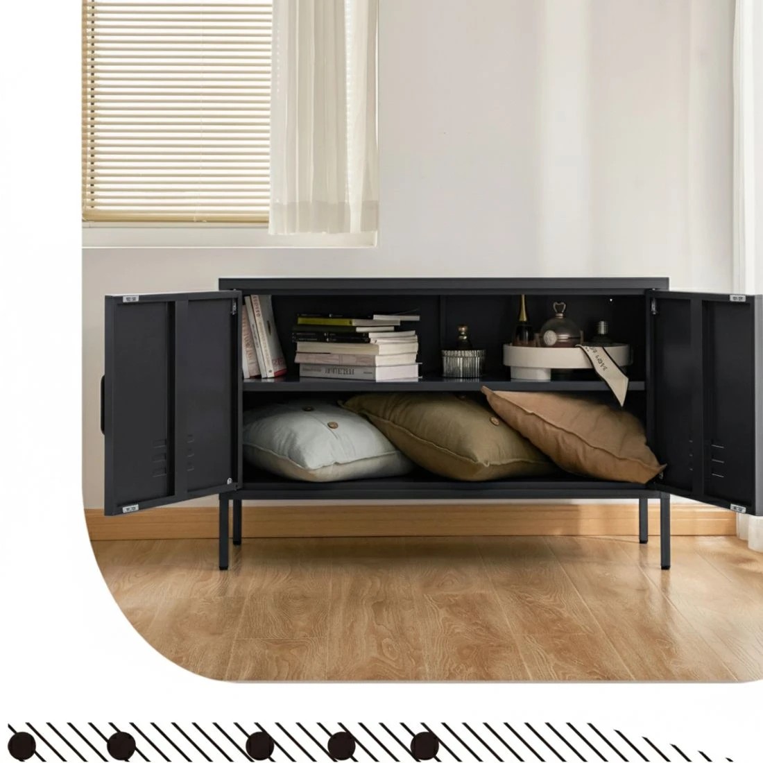 5 Artiss Buffet Sideboard Metal Cabinet - Black, 5 of 6