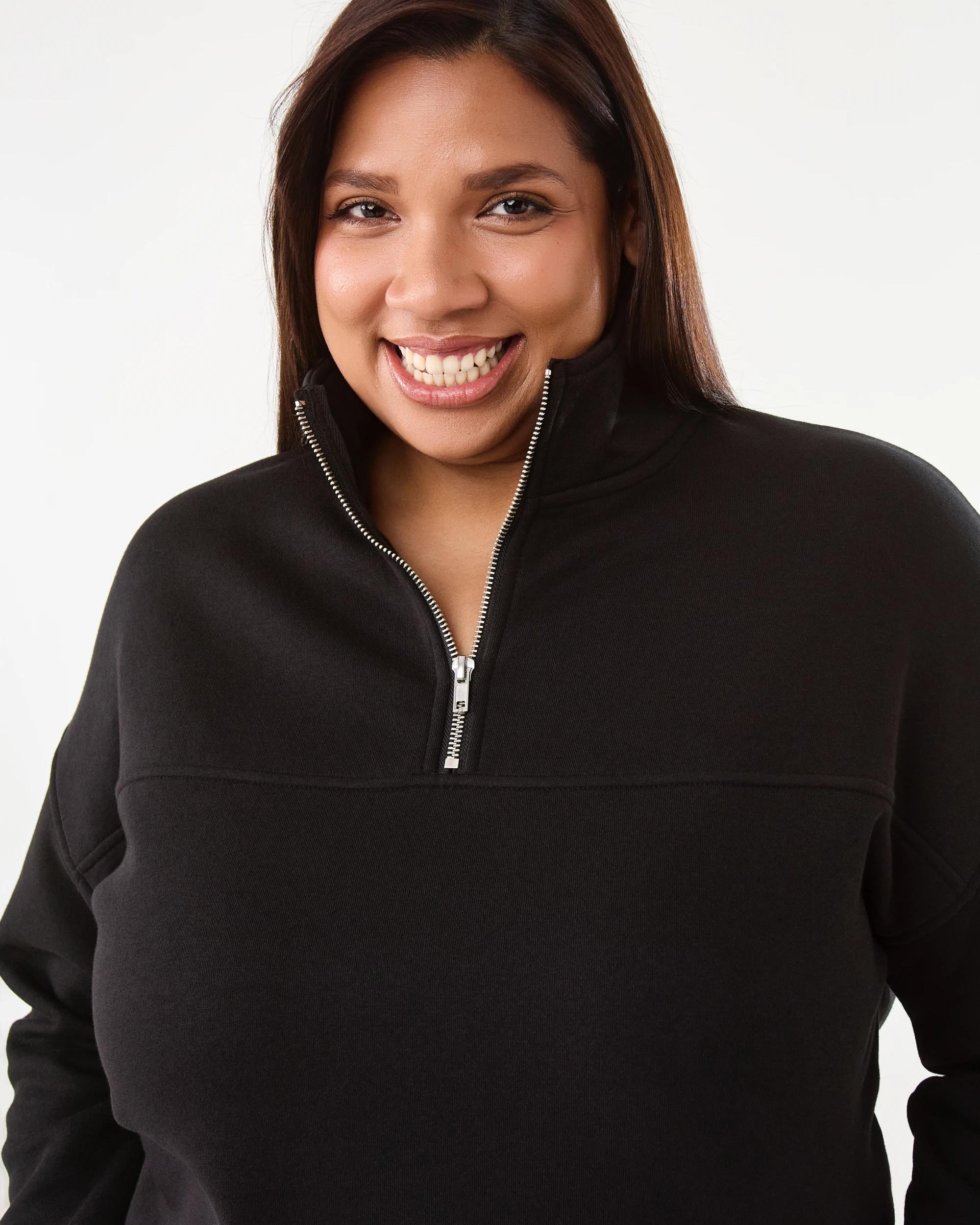 4 Curve Quarter Zip Sweatshirt Black, 4 of 7