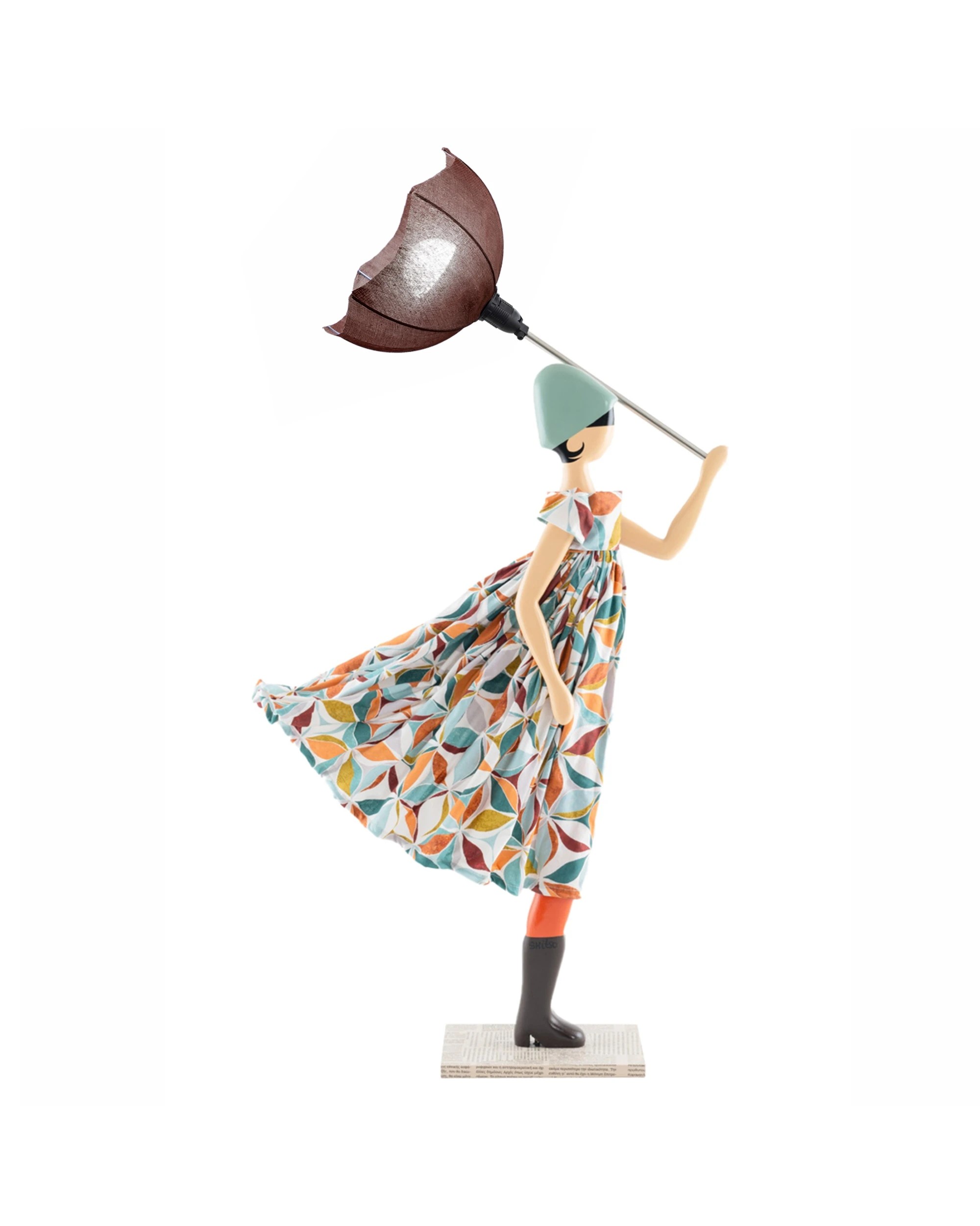 1 Skitso Girl Lamp Wooden Base Fabric Detailing Novelty Decor Accent Lamp Teal - Multi, 1 of 4