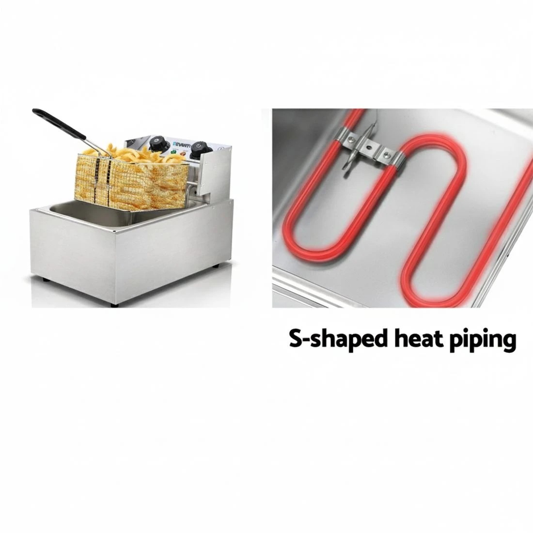 4 Devanti 10L Electric Commercial Deep Fryer Single Basket 2200W - Silver, 4 of 8