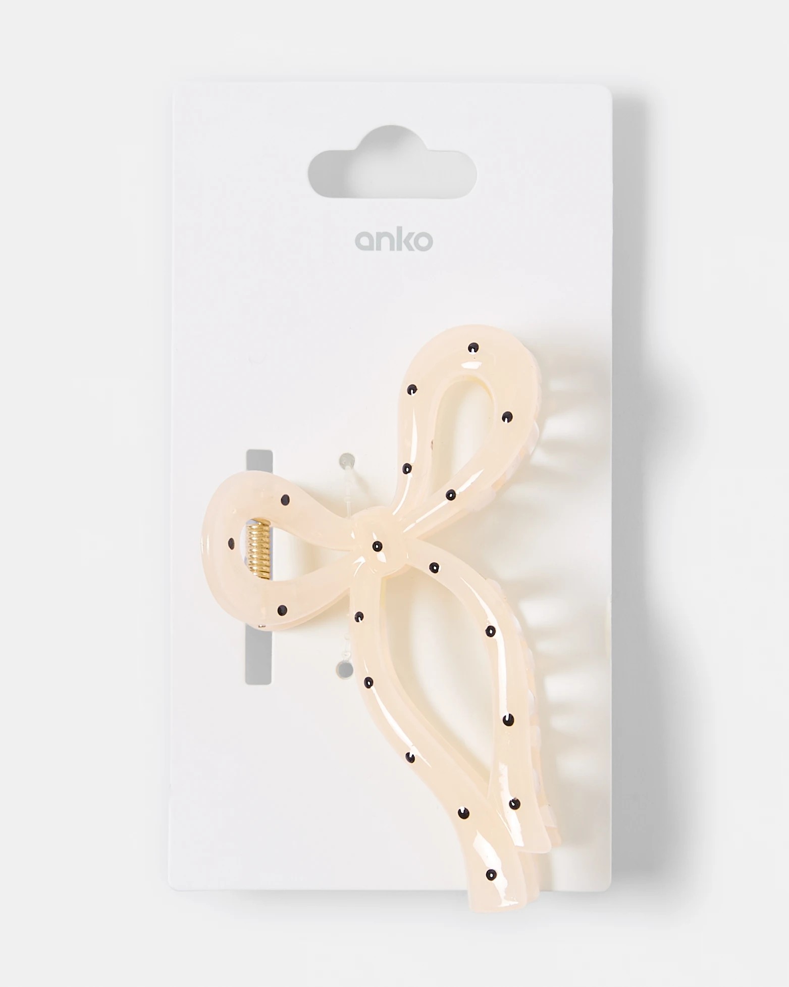 4 Beige Polka Bow Claw Hair Clip, 4 of 4