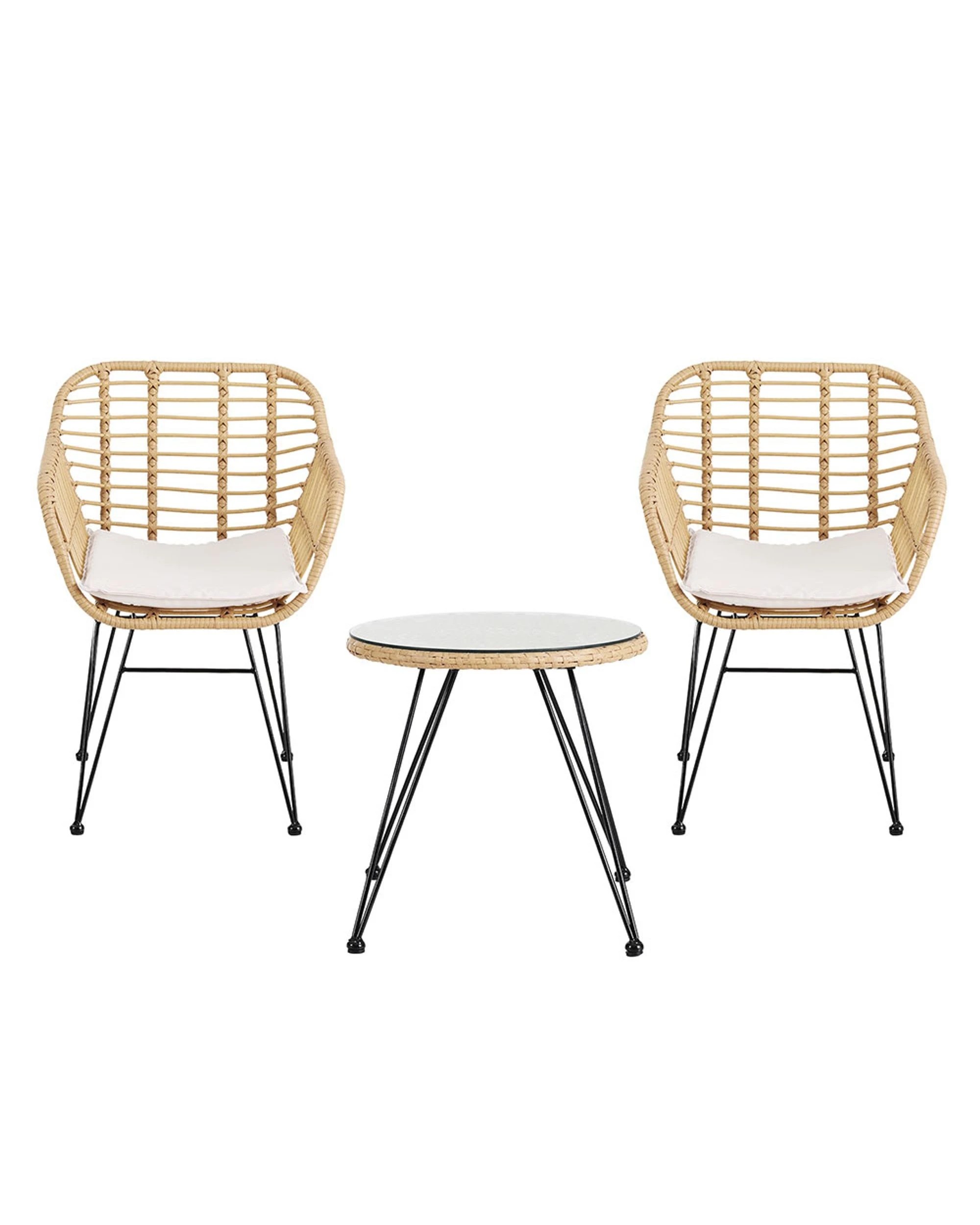 3 Gardeon 3pc Outdoor Furniture Bistro Set Lounge Setting Table Chairs Cushion Patio
 - Brown, 3 of 3