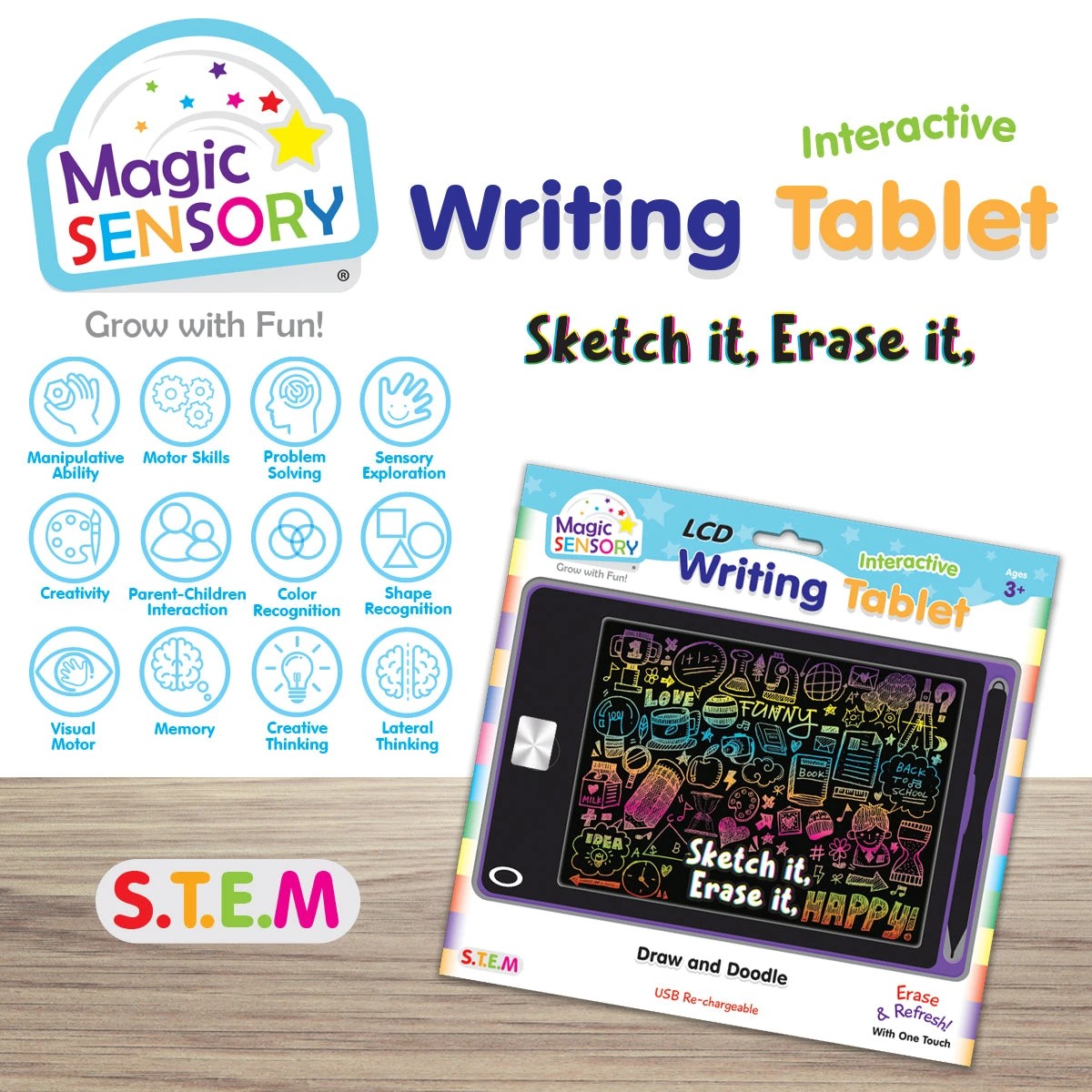 6 Magic Sensory Interactive LCD Writing Tablet - Purple Art - Purple, 6 of 6