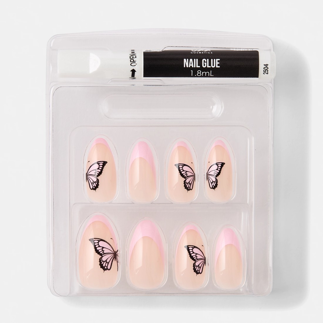 3 OXX Cosmetics 24 Pack Artificial Nails with Adhesive - Stiletto Shape, Butterfly, 3 of 5