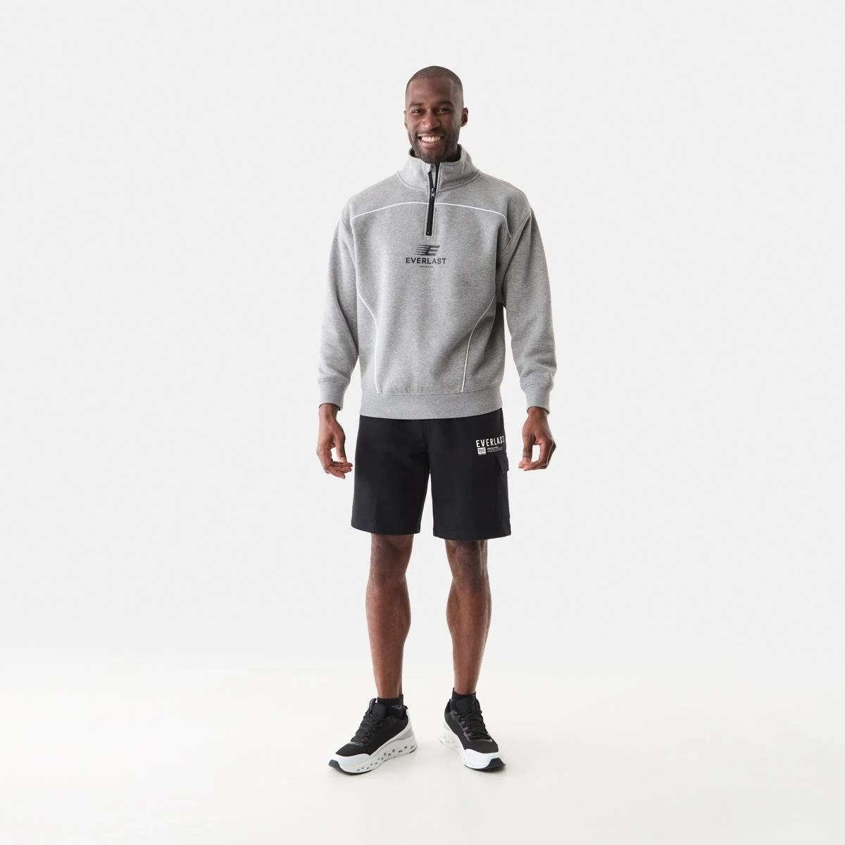 6 Everlast Mens 1/4 Zip Sweatshirt EVER GREY MARLE, 6 of 6