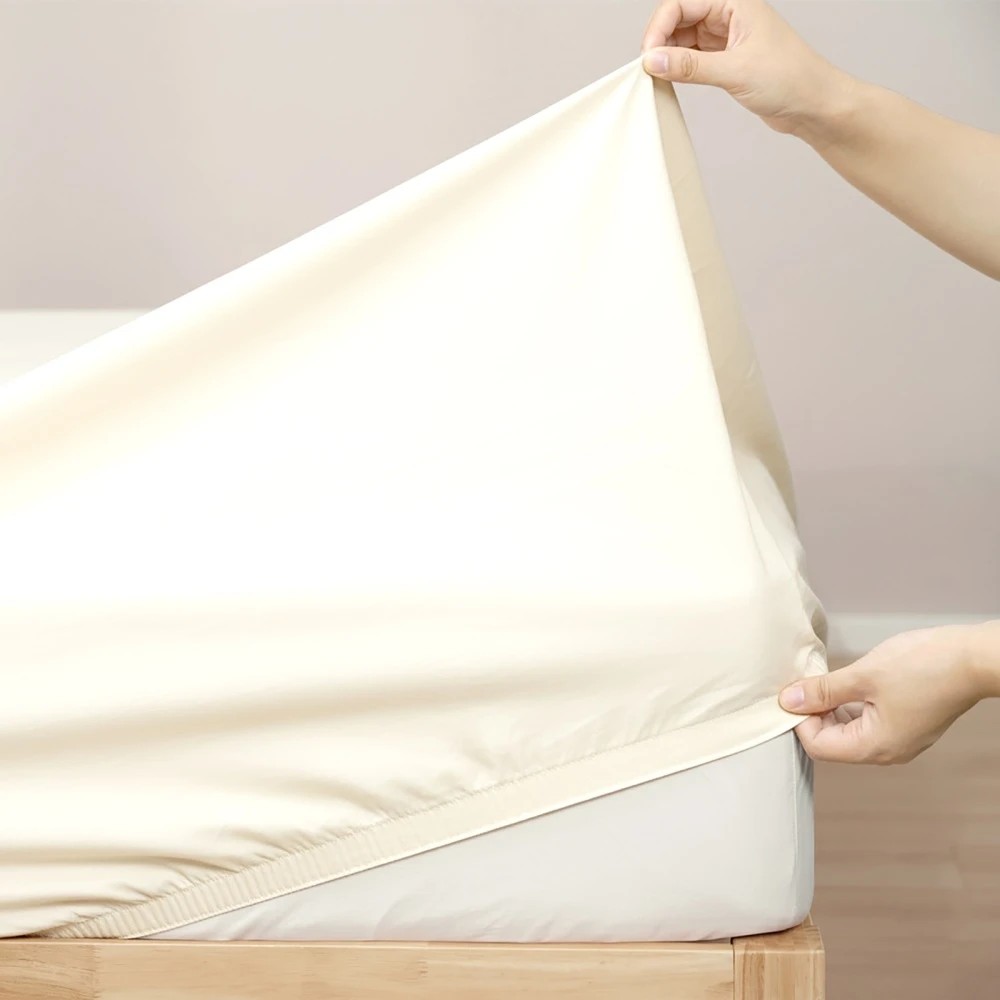 2 KG Linen 400TC Egyptian Cotton Sheet Set With Pillowcases Long-Staple Sateen - Split King Bed - Beige, 2 of 6