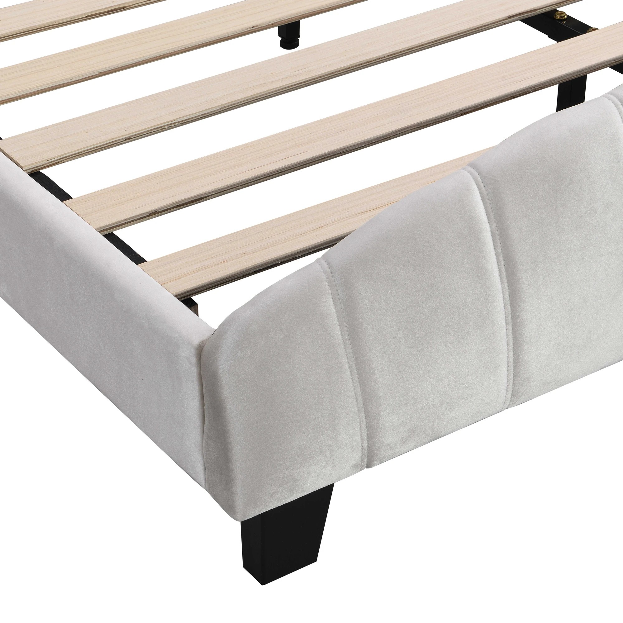 6 IHOMDEC BEF04 Double Shell-Style Bed Base - Beige - Beige, 6 of 10