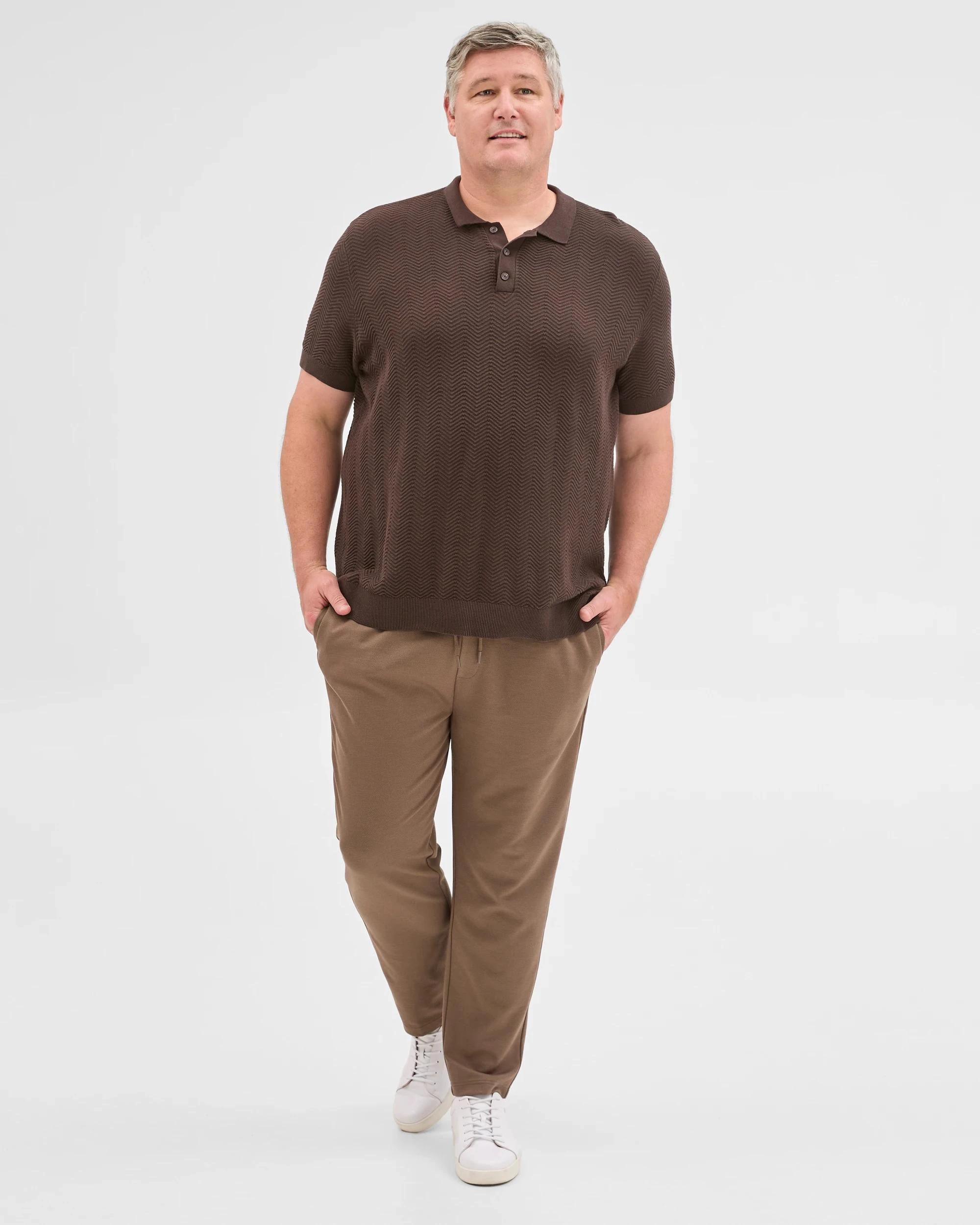 3 Target Man Plus Plus Size Textured Trackpants MUSHROOM, 3 of 3