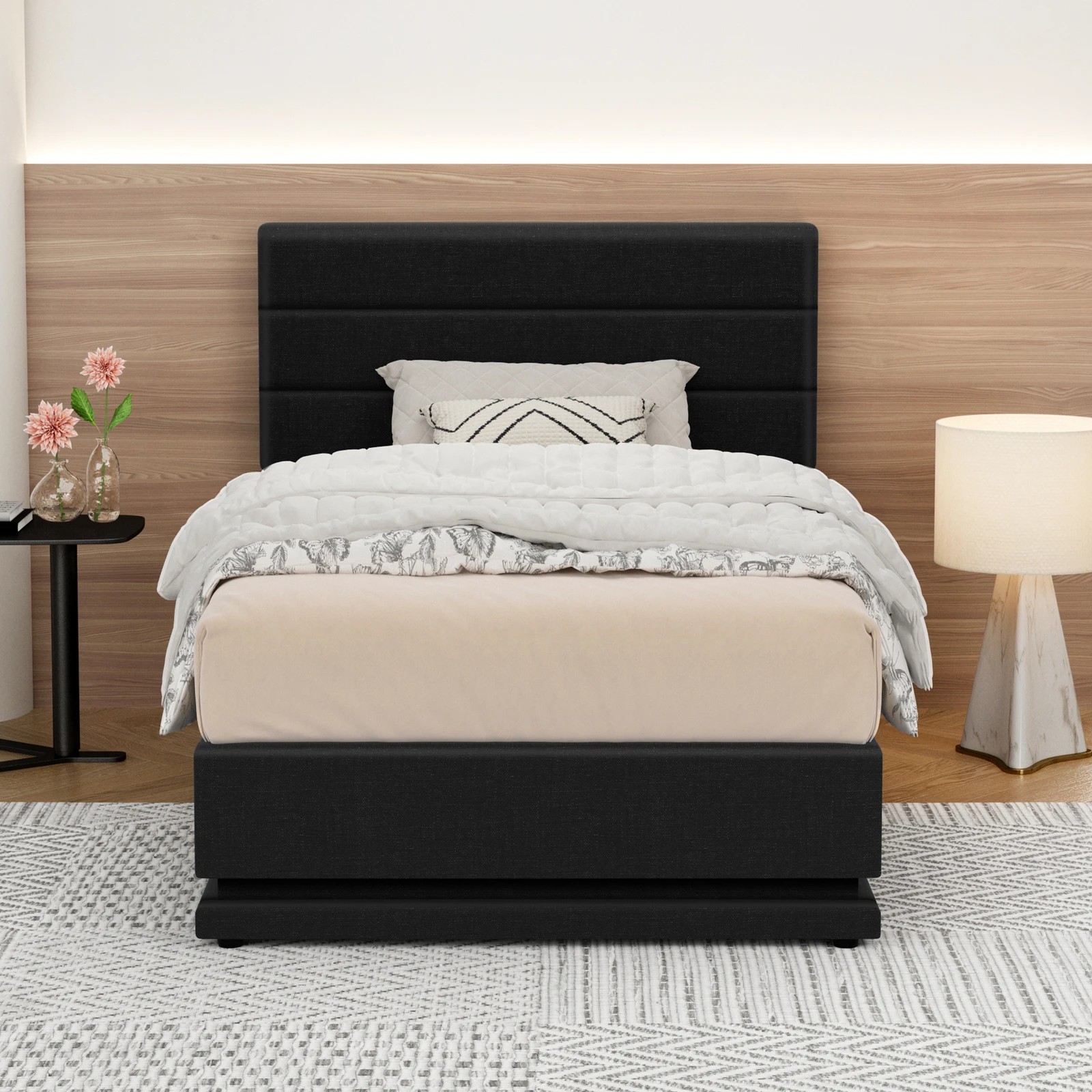 4 Alfordson Bed Frame King Single Platform RGB LED Gas Lift Storage Base - Charcoal, 4 of 10