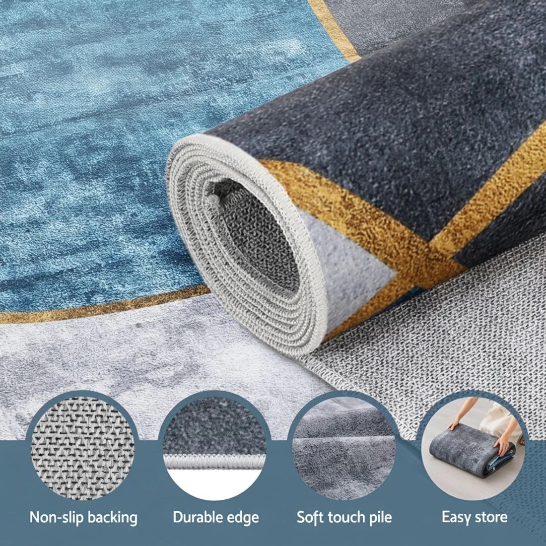 4 Artiss Washable Floor Rug 200X290cm Large Geometric Area Rug Modern Floor Carpet - Multi, 4 of 9