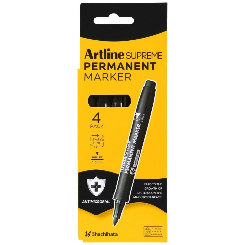 1 Artline Supreme Permanent Marker Core Black 4 Pack, 1 of 3
