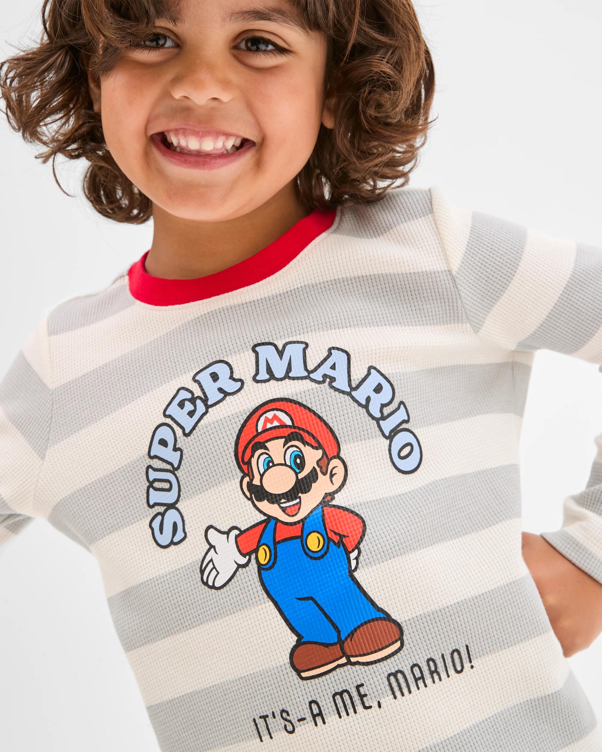 2 Super Mario Australian Cotton Younger Boys Knit/Flannel Pyjama Set MARIO, 2 of 8