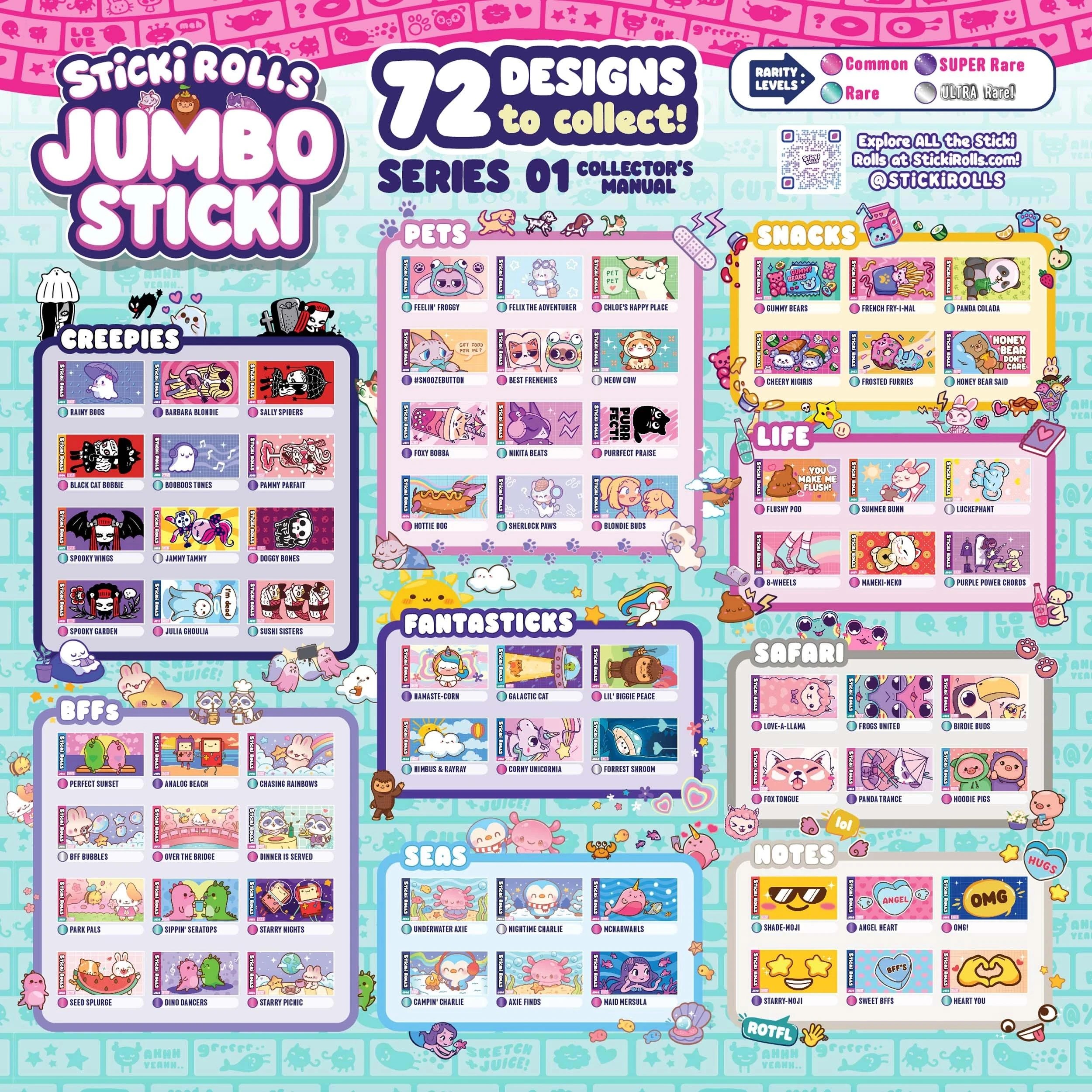 7 Sticki Rolls Jumbo Sticker Capsule Tube - Multi, 7 of 7