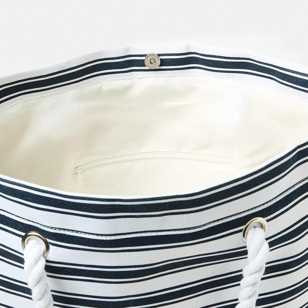 4 Rope Canvas Beach Bag NAVY STRIPE NAVY BLAZER, 4 of 5