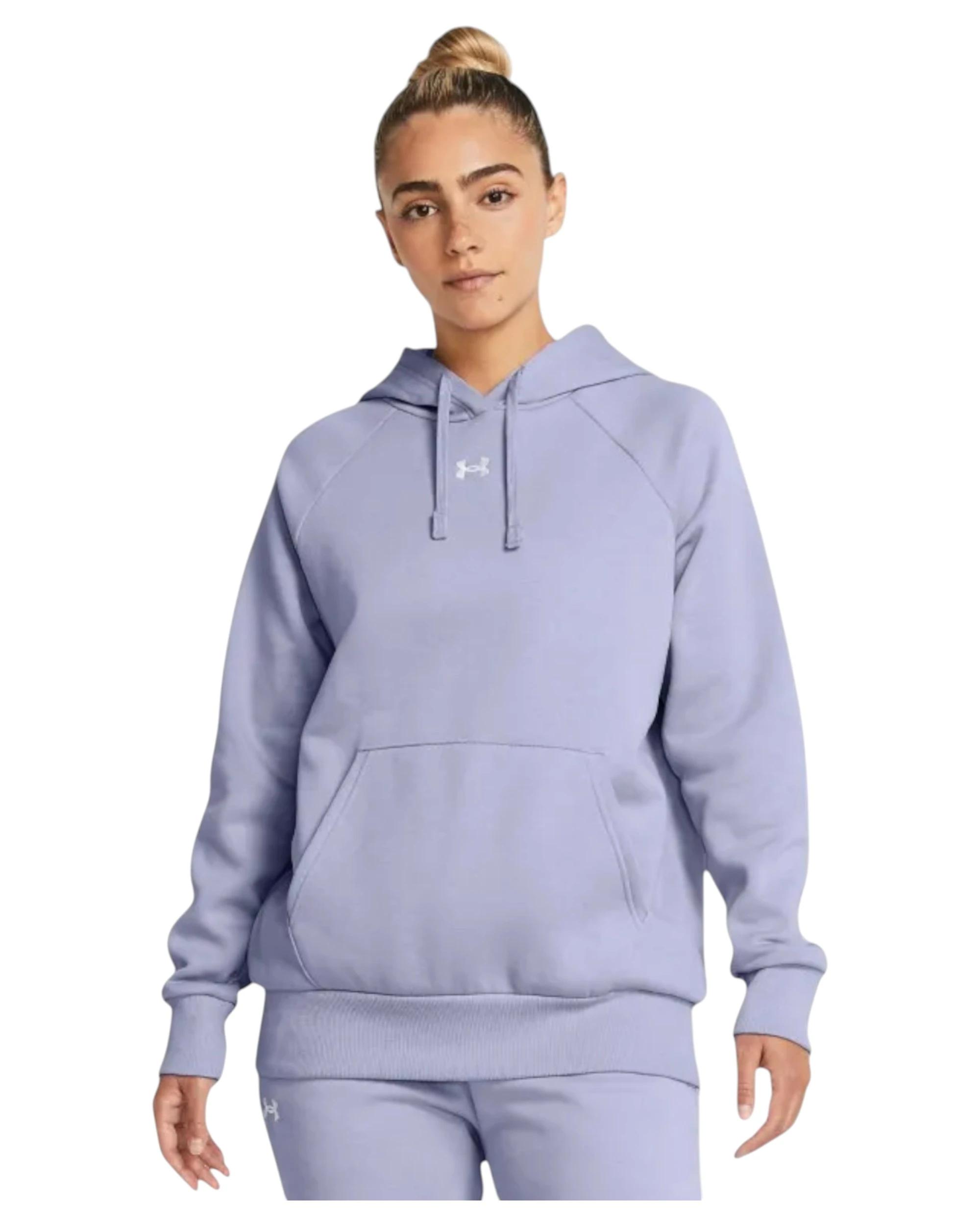 3 Under Armour Womens Rival Fleece Celeste/ White Hoodie CELESTE, 3 of 4