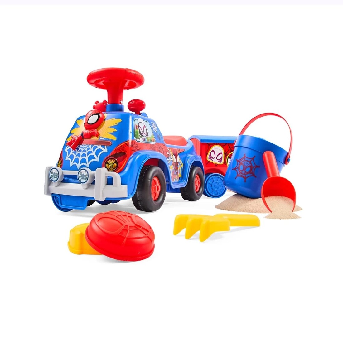 2 Kiddieland Disney Junior Marvel Spidey and His Amazing Friends Lights 'N' Sounds Spidey's Camper with Trailer, 2 of 10