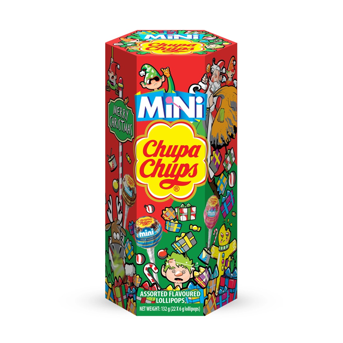 1 Mini Chupa Chups 22 Piece Assorted Lollipop Christmas Tube 132g, 1 of 2
