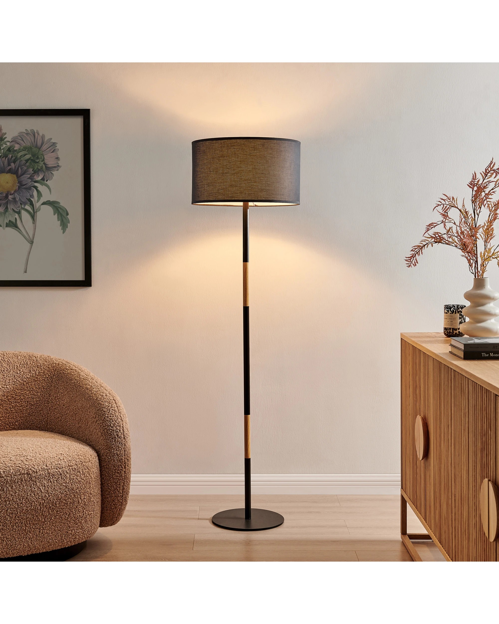2 Sherwood Maddison Wood Accent Floor Lamp - Black, 2 of 10