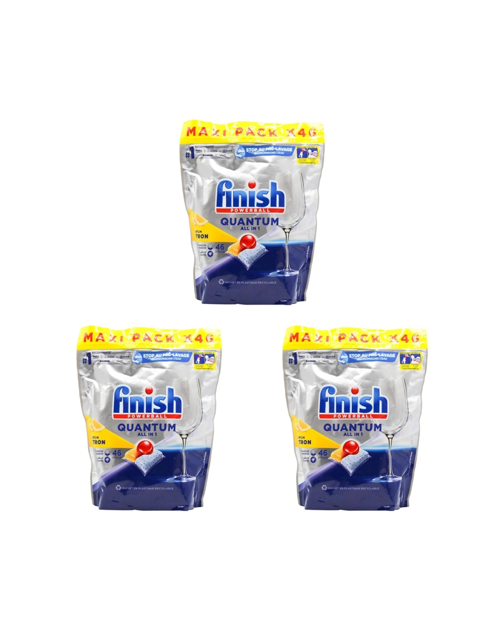 1 Finish 46pc Finish Quantum All-in-1 Dishwashing Tablets Lemon 3 x 46pc Pack, 1 of 3