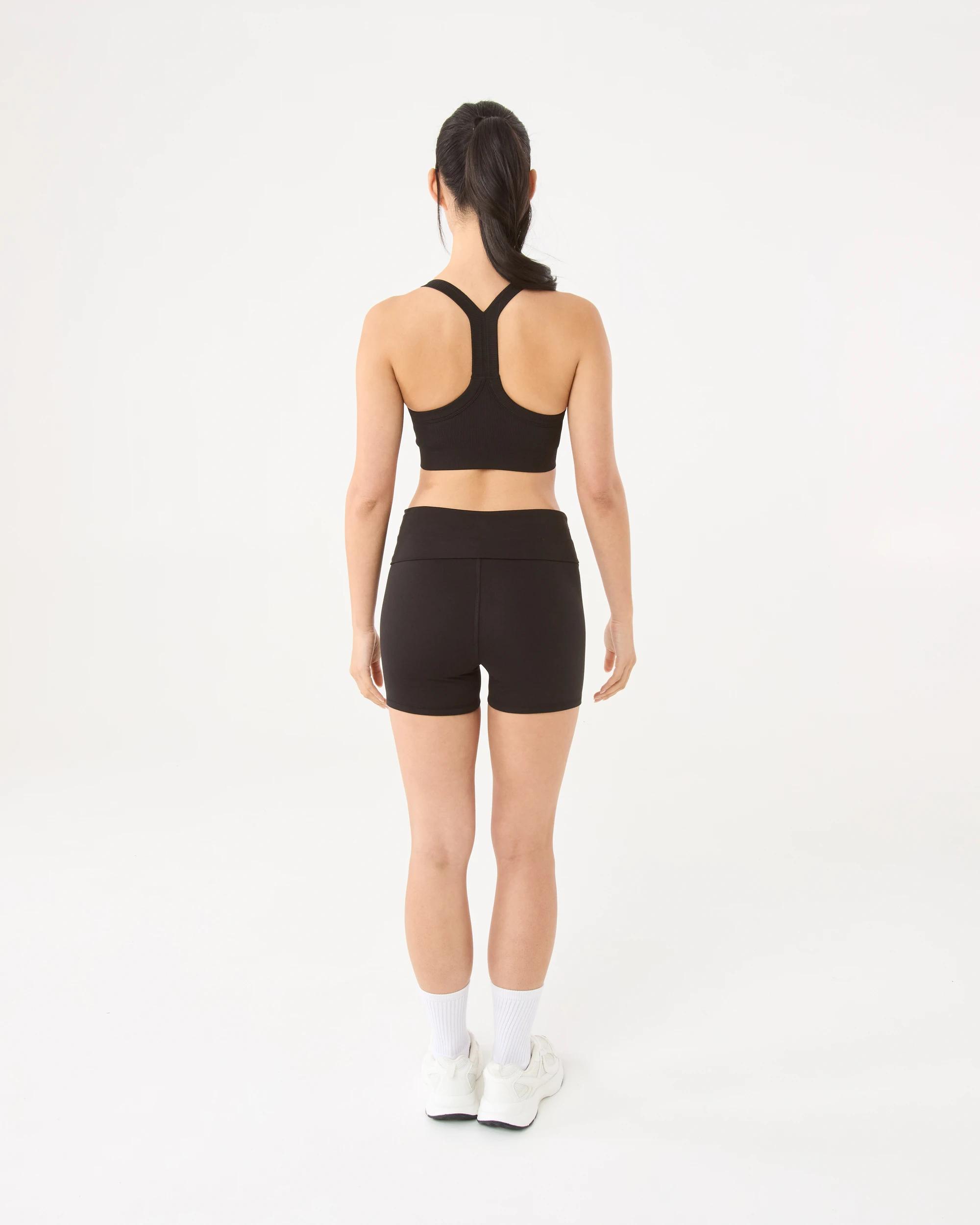 4 Active Womens Fold Over Waist Bike Shorts Black, 4 of 6