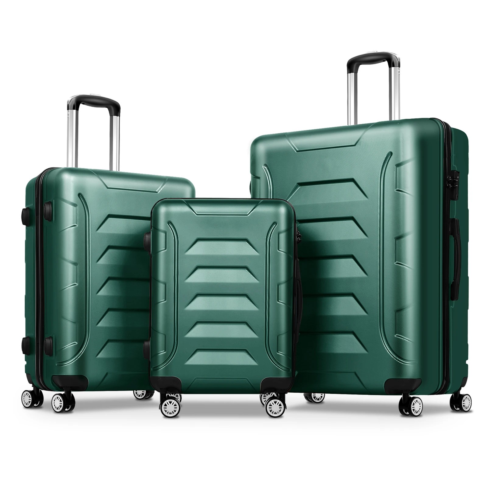 1 Alfordson Luggage 3PCS Suitcase Sets ABS+PC Trolley TSA Hard Shell Case - Green, 1 of 10