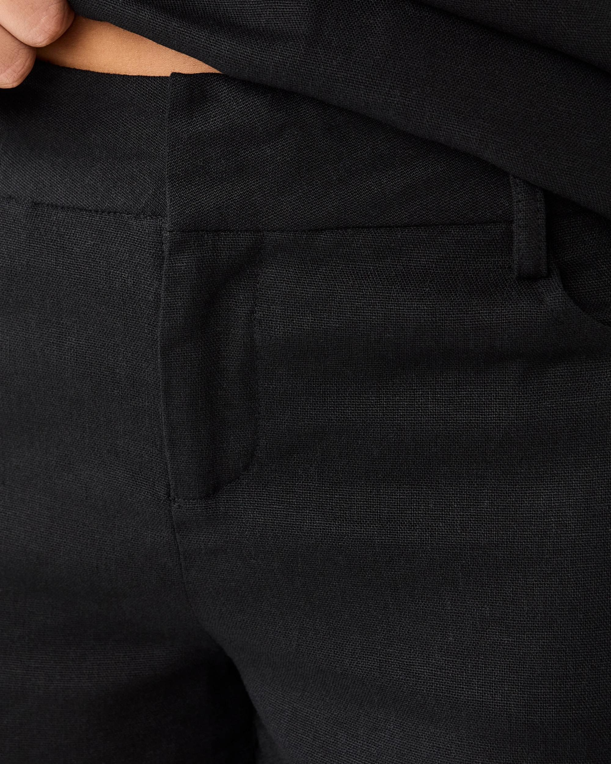6 Linen Blend Tailored Shorts Black, 6 of 7