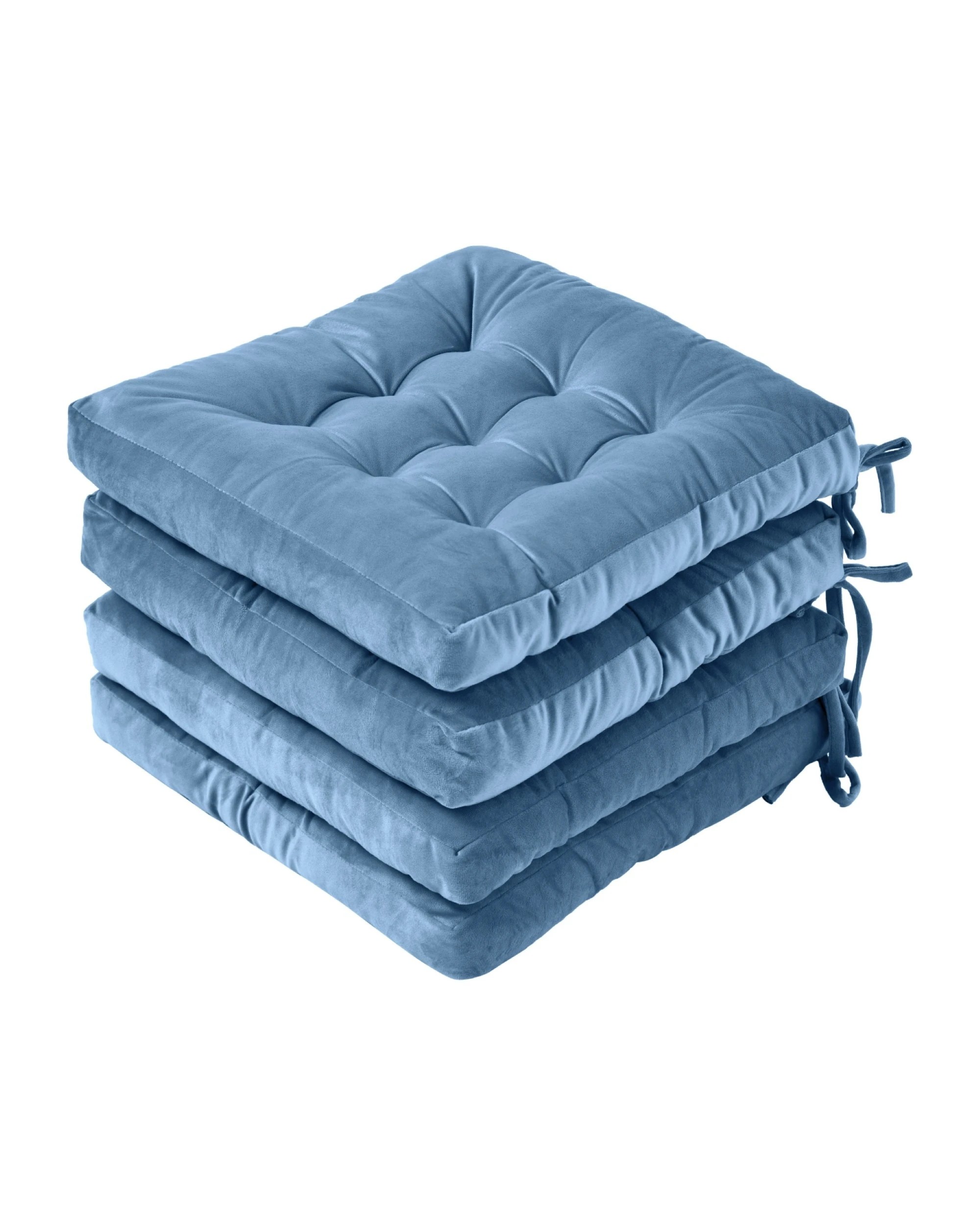 1 Cadence & Co. Vivienne Velvet Seat Cushion 4 Pack - Mineral Blue, 1 of 7