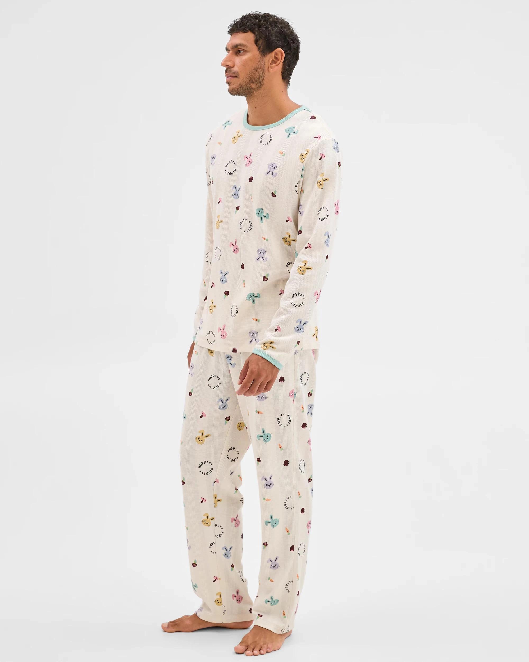 3 Target Man Family Matching Australian Cotton Easter Mens Pyjama Set - Bunny Head WAFFLE BUNNY, 3 of 9