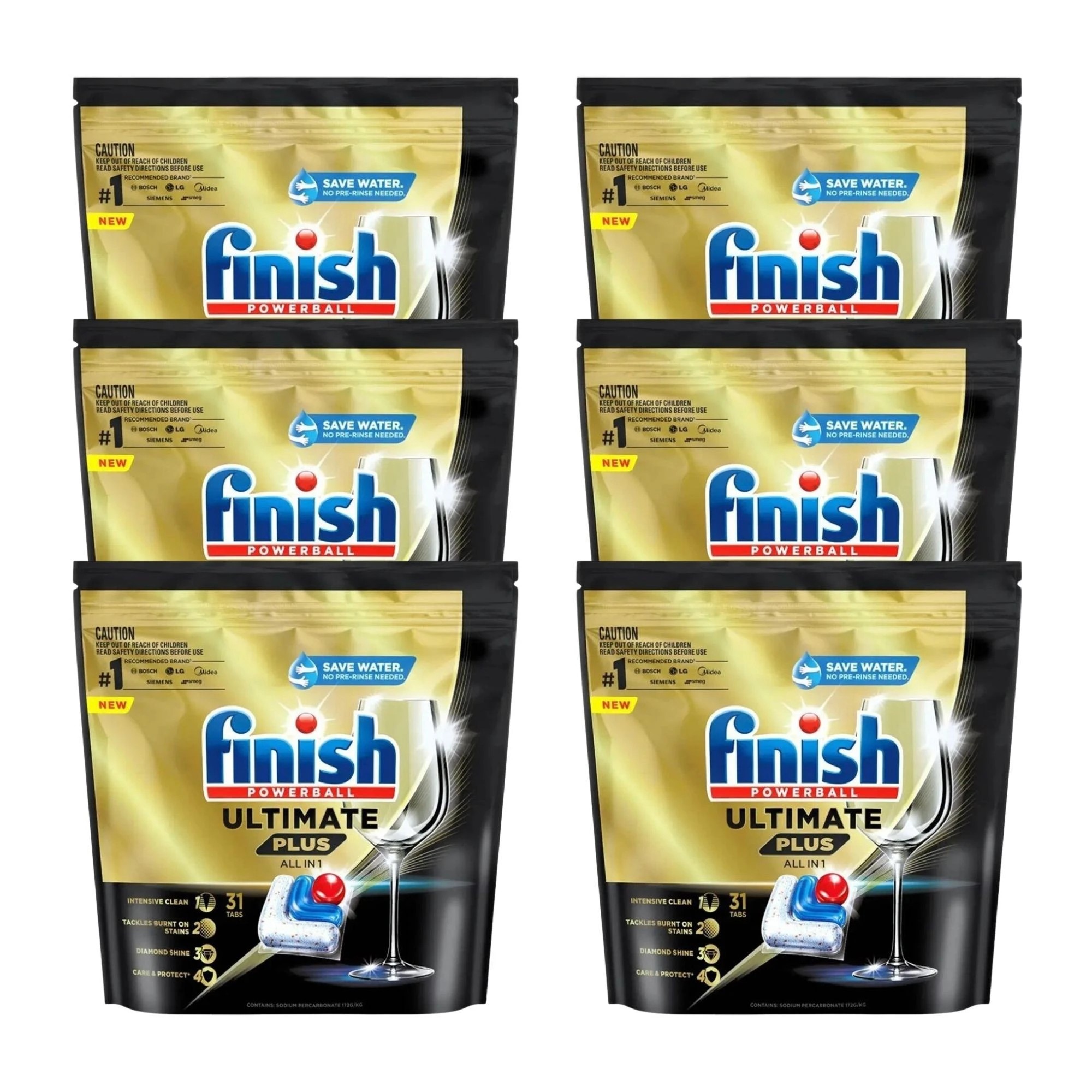 1 Finish Powerball Ultimate Plus Reg Dish Caps All In 1 Pk31 x6, 1 of 2