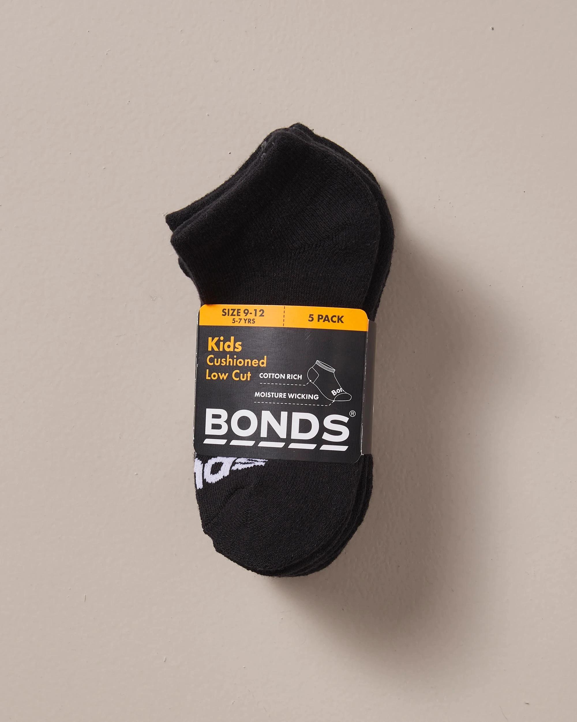 2 Bonds Kids Cushioned Low Cut 5 Pack Socks BLACK, 2 of 2