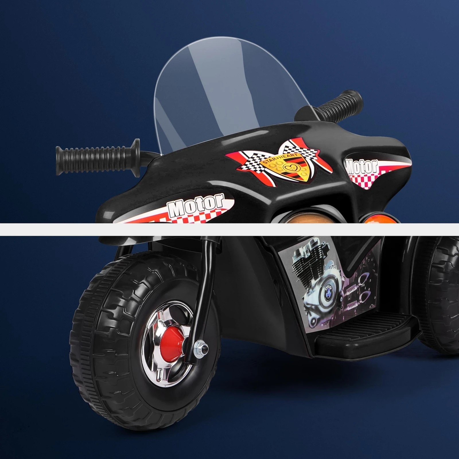9 Alfordson Kids Ride On Car Police Motorcycle 6V Electric Toy 25W Motor MP3 - Black, 9 of 9