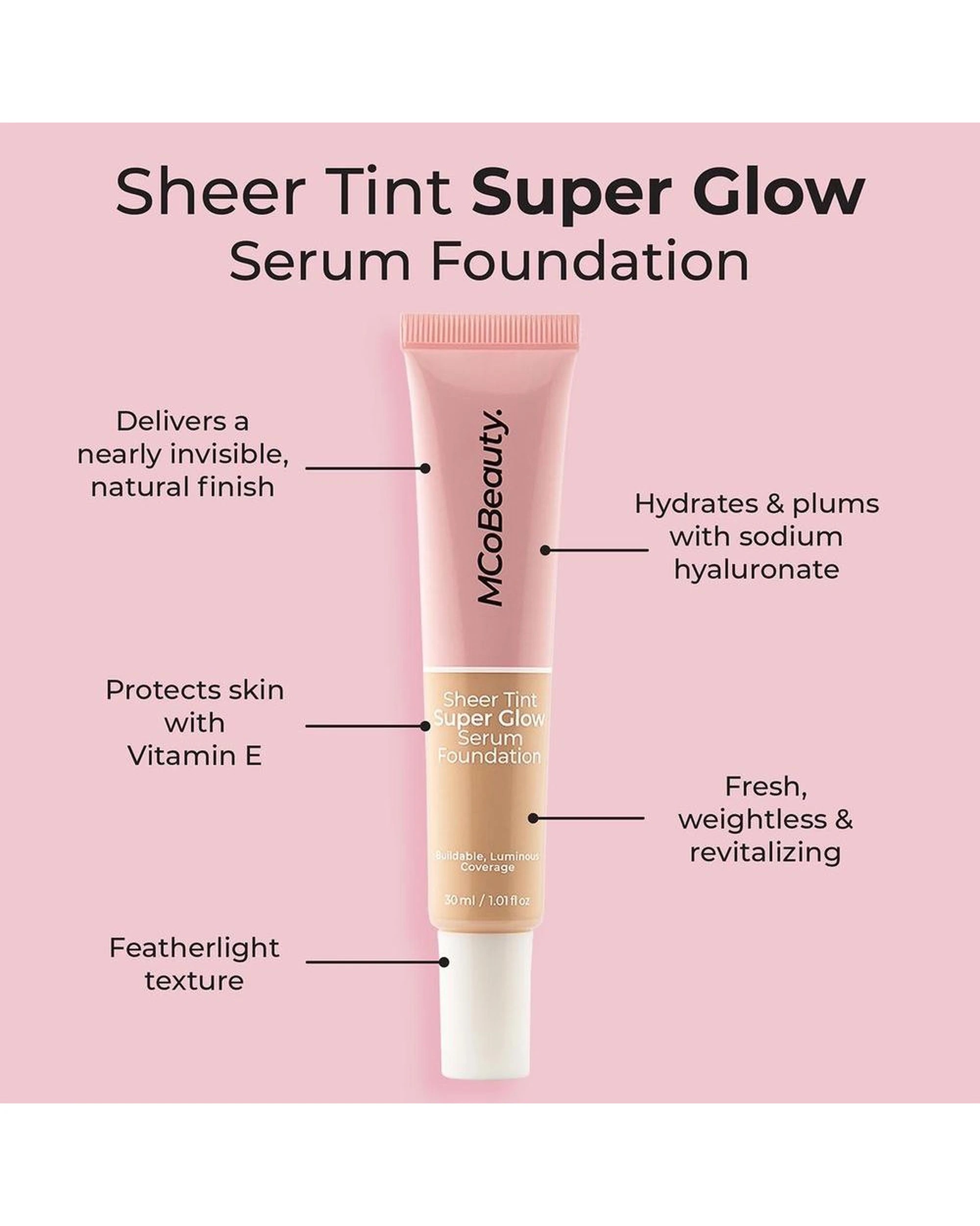 3 2 x MCoBeauty Sheer Tint Super Glow Serum Foundation 30mL - 0.5-2 Very Light - Beige, 3 of 5