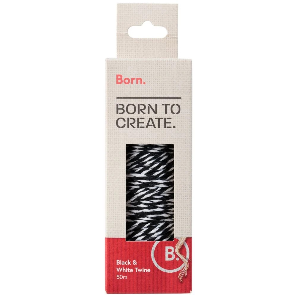 1 Born Twine 50m Black and White, 1 of 3