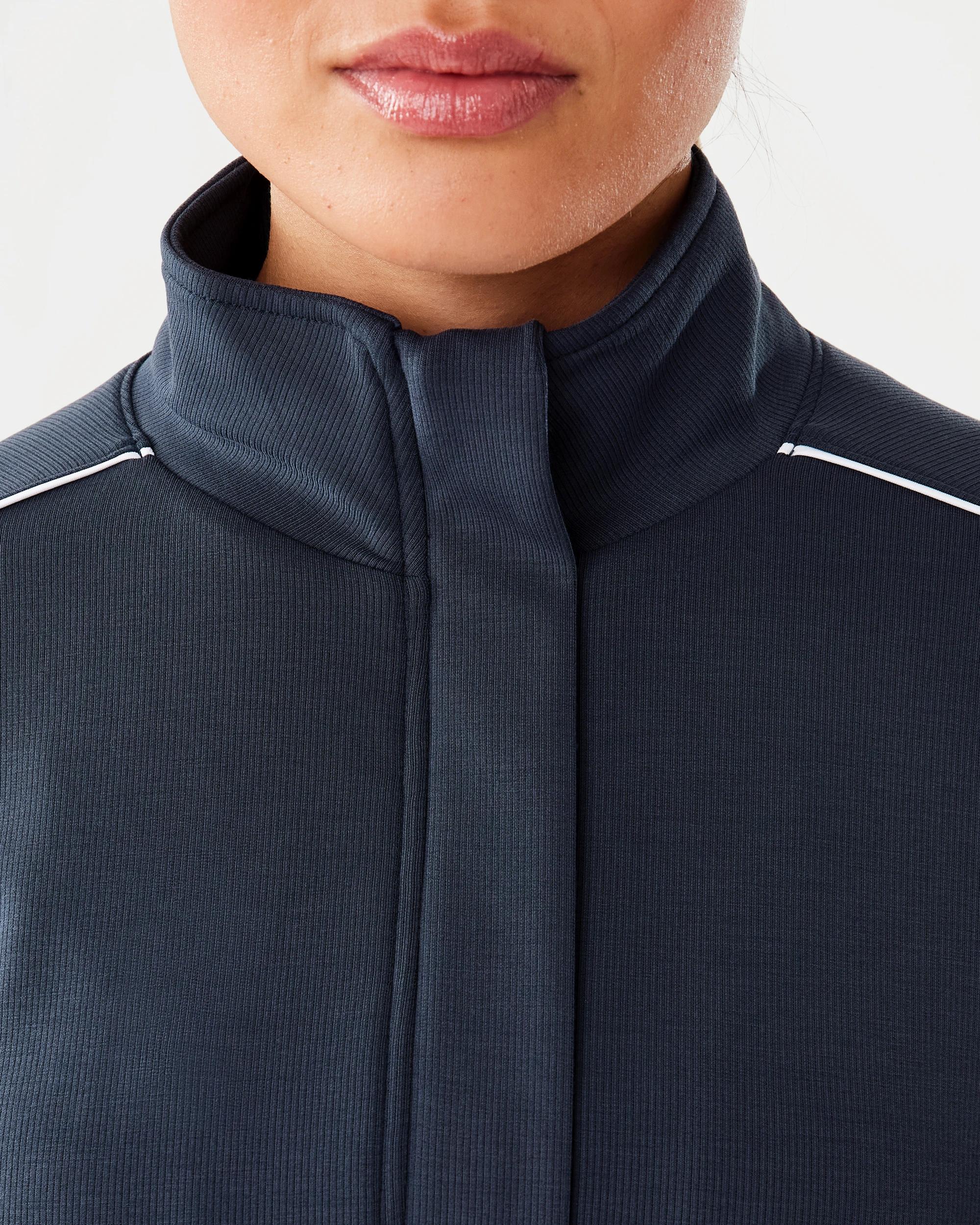 6 Active Womens Ribbed Scuba Long Sleeve Top Shade Navy, 6 of 8
