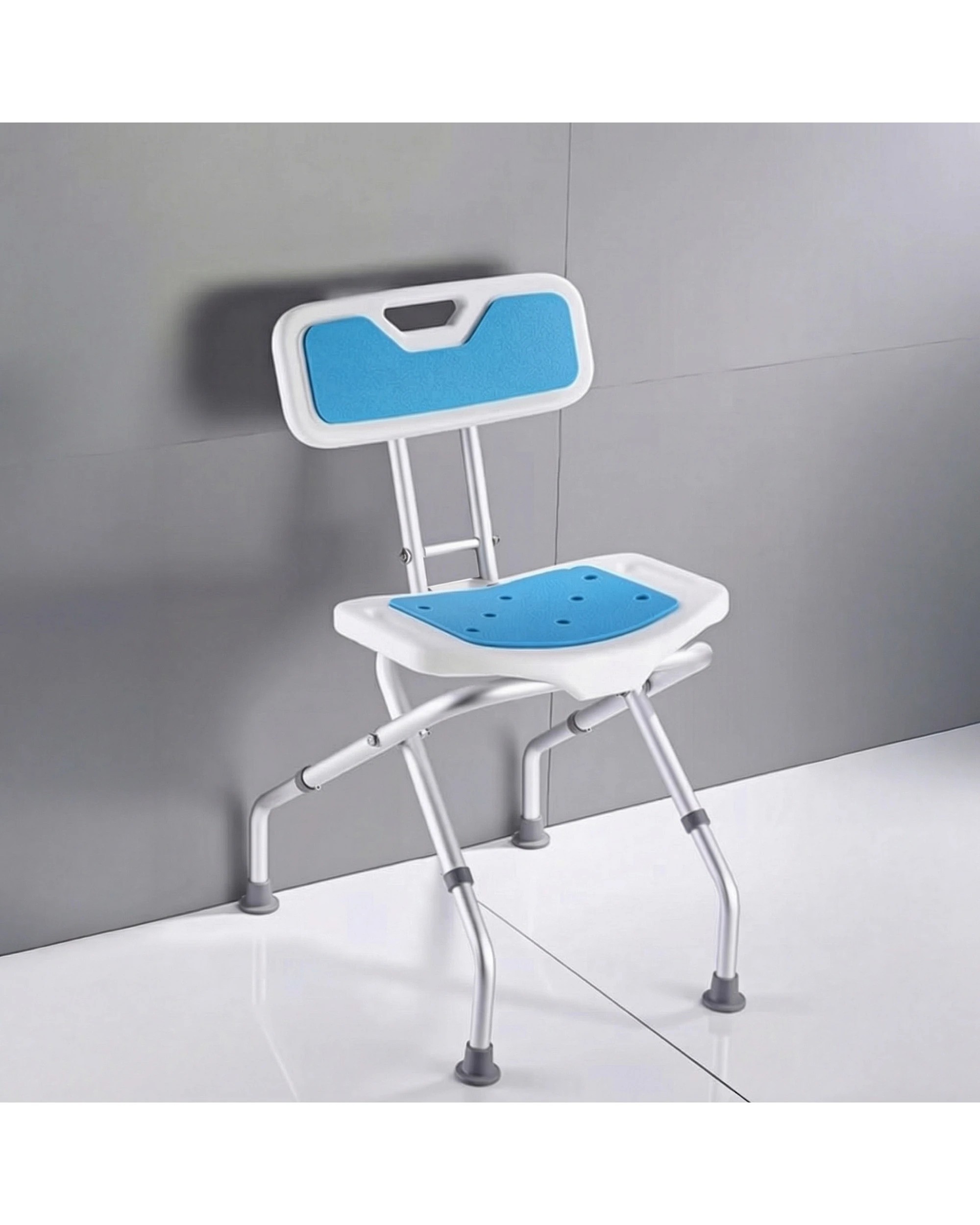 3 Orthonica Compact Foldable Shower Chair Adjustable Aluminium Frame Stool Seat Bath Tub Bathroom Aid - Blue, 3 of 5