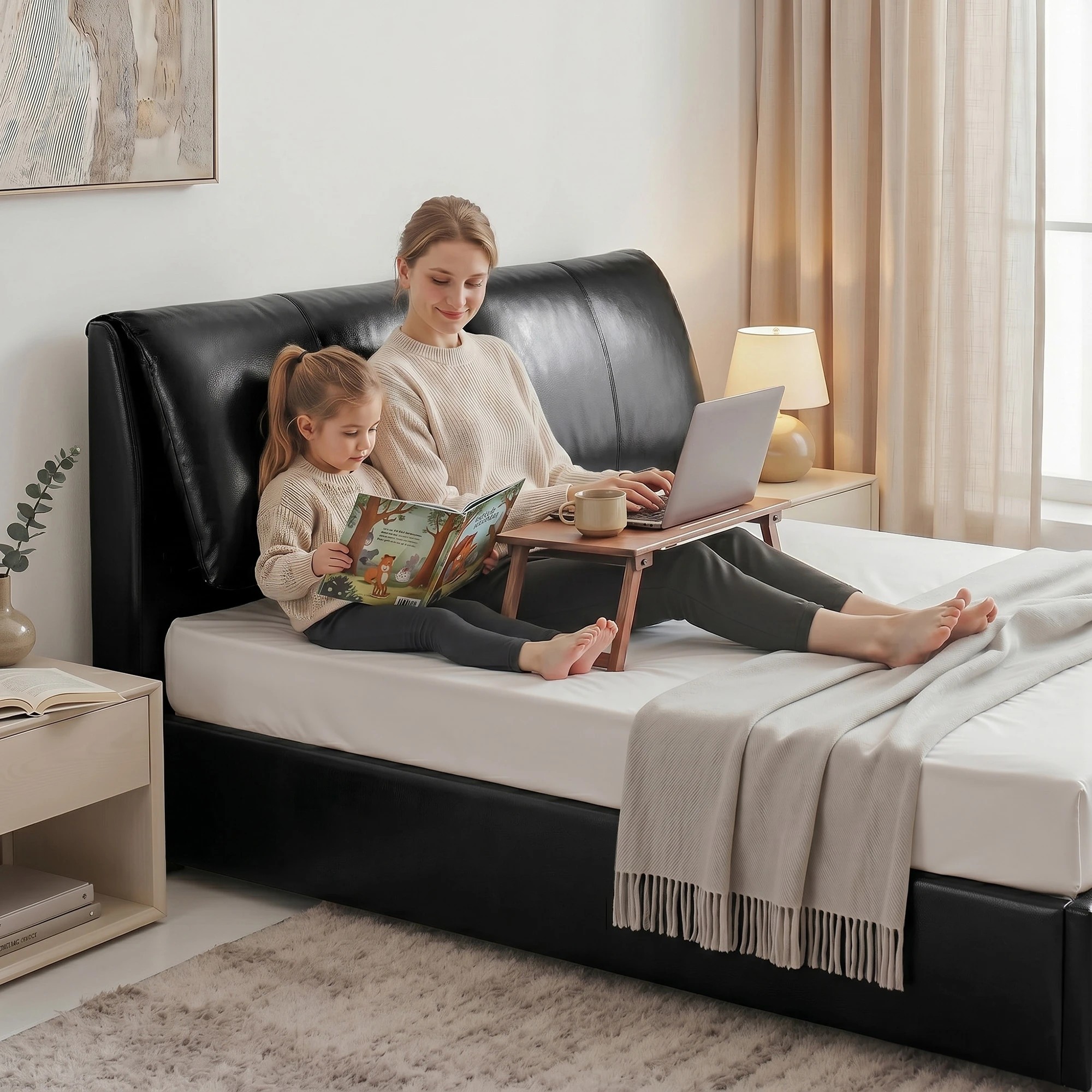 8 Artiss Bed Frame Gas Lift Storage 3 Drawers Adjustable Headboard Platform Bed - Queen Bed - Black, 8 of 10
