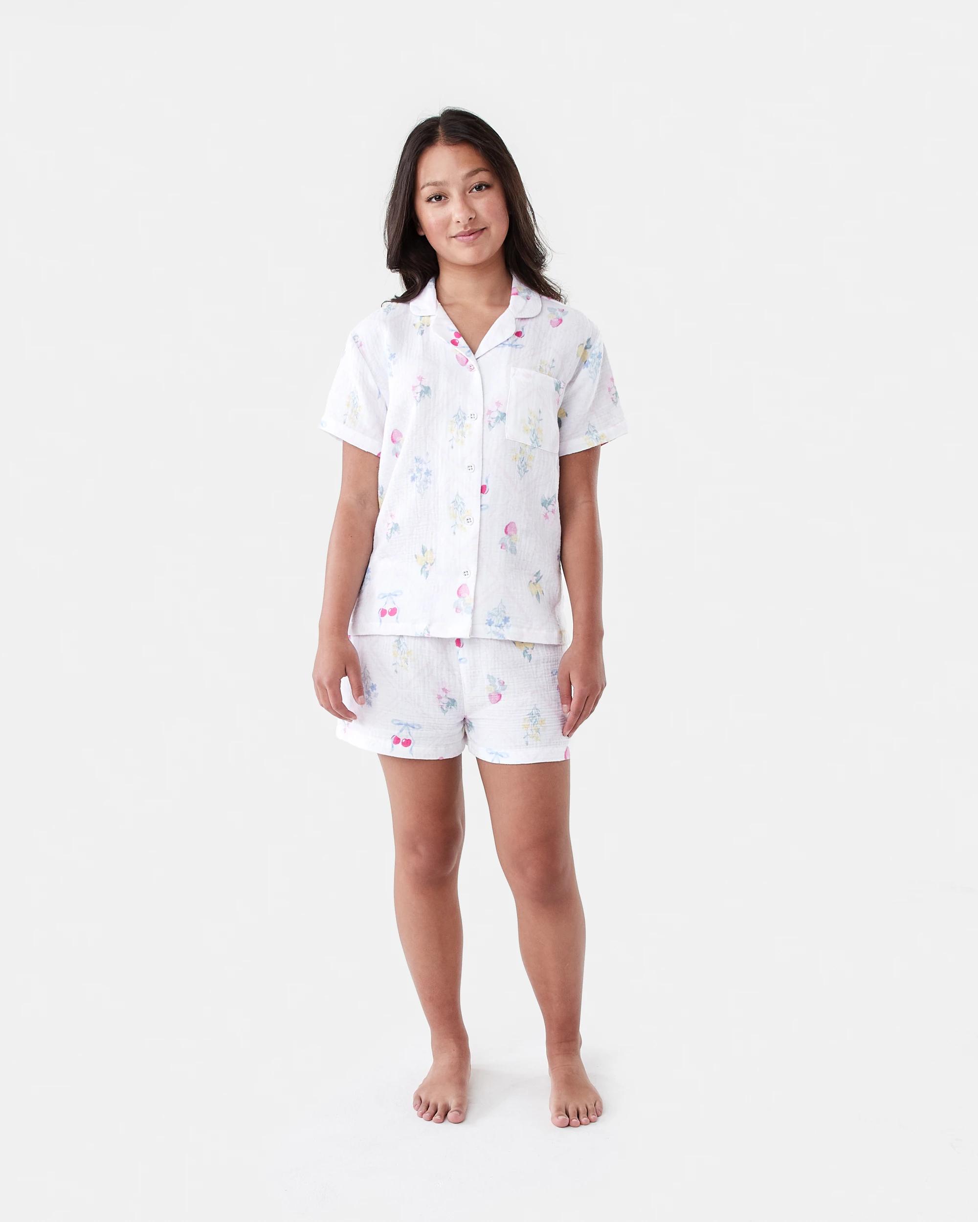 1 Short Sleeve Woven Pyjama Set PATCHWORK FRUIT, 1 of 9