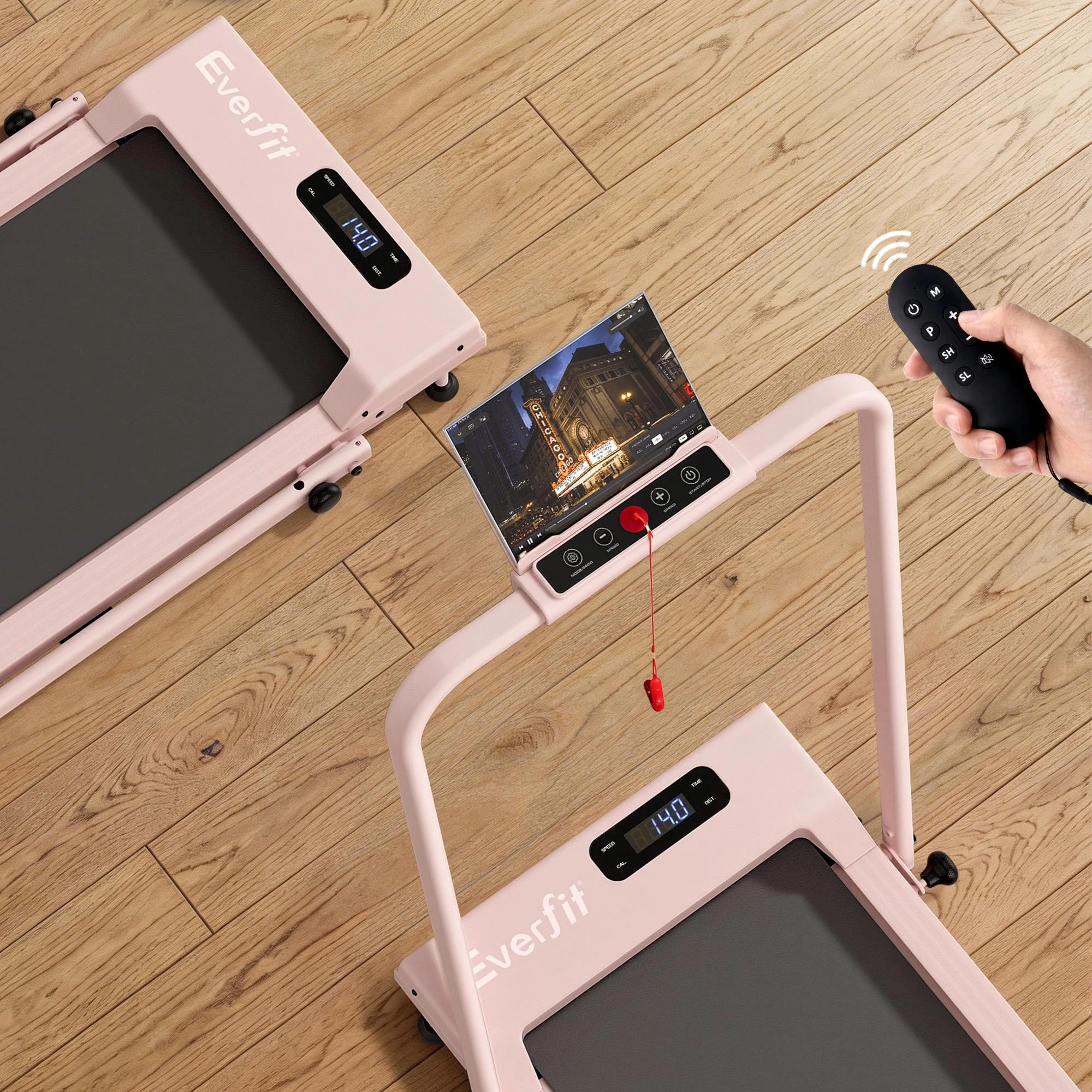 8 Everfit 3 in 1 Walking Pad Treadmill 12% Incline Under Desk Treadmills for Home - Pink, 8 of 10