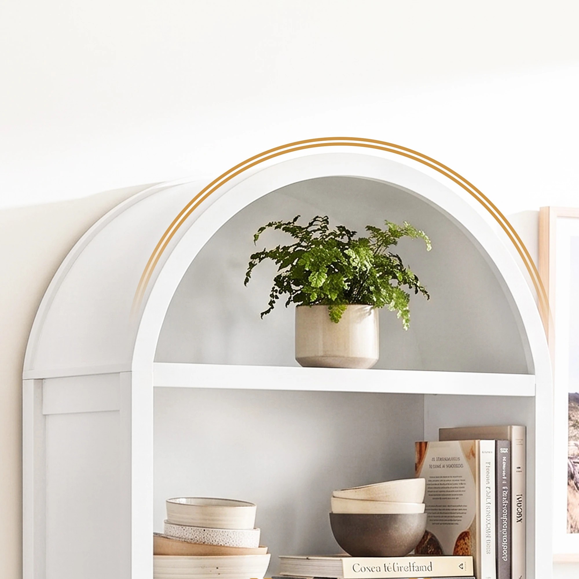 6 Artiss Buffet Sideboard Cabinet Pantry 180CM Arched Storage Bookshelf - White, 6 of 10