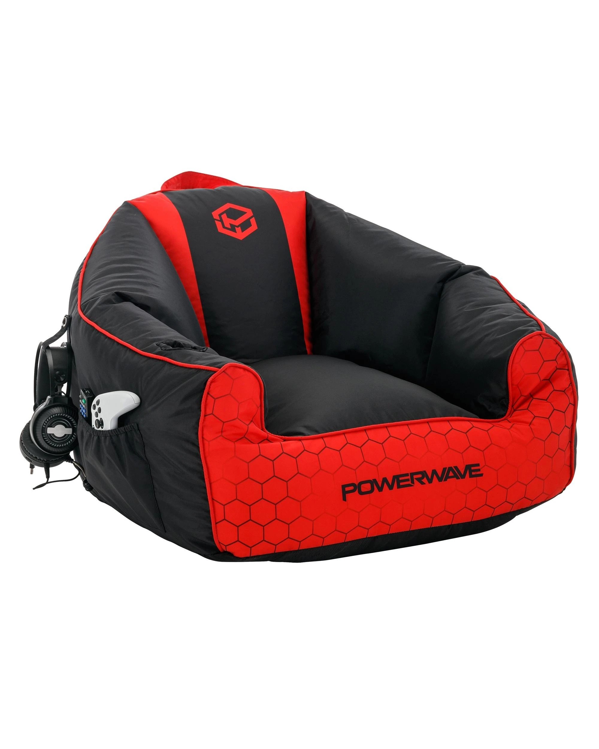 1 Powerwave PUFF Gaming Bean Bag Chair - Red, 1 of 7