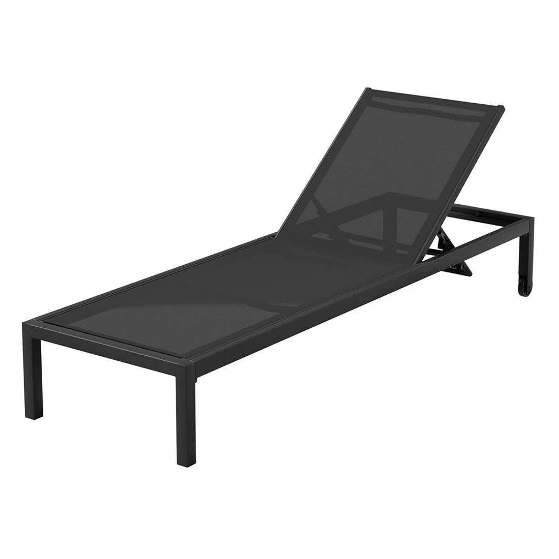 1 Gardeon Sun Lounge Outdoor Lounger Aluminium Folding Beach Chair Wheels
 - Black, 1 of 3