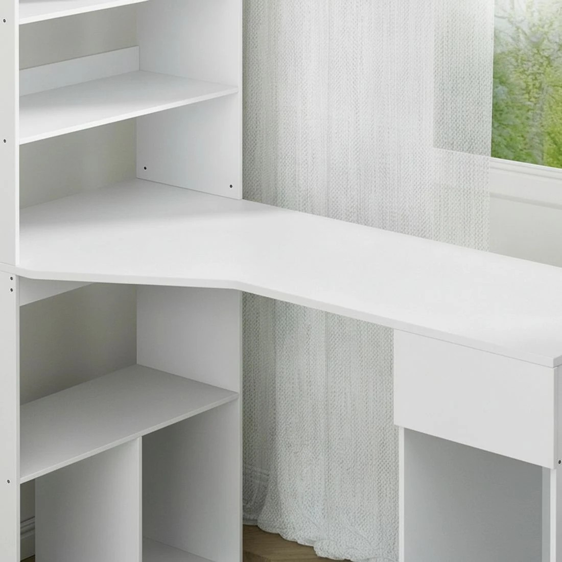 6 Artiss 120cm Computer Desk with Bookshelf Drawer Cabinet Storage Workstation Space Saving Home Office Organizer - white, 6 of 7