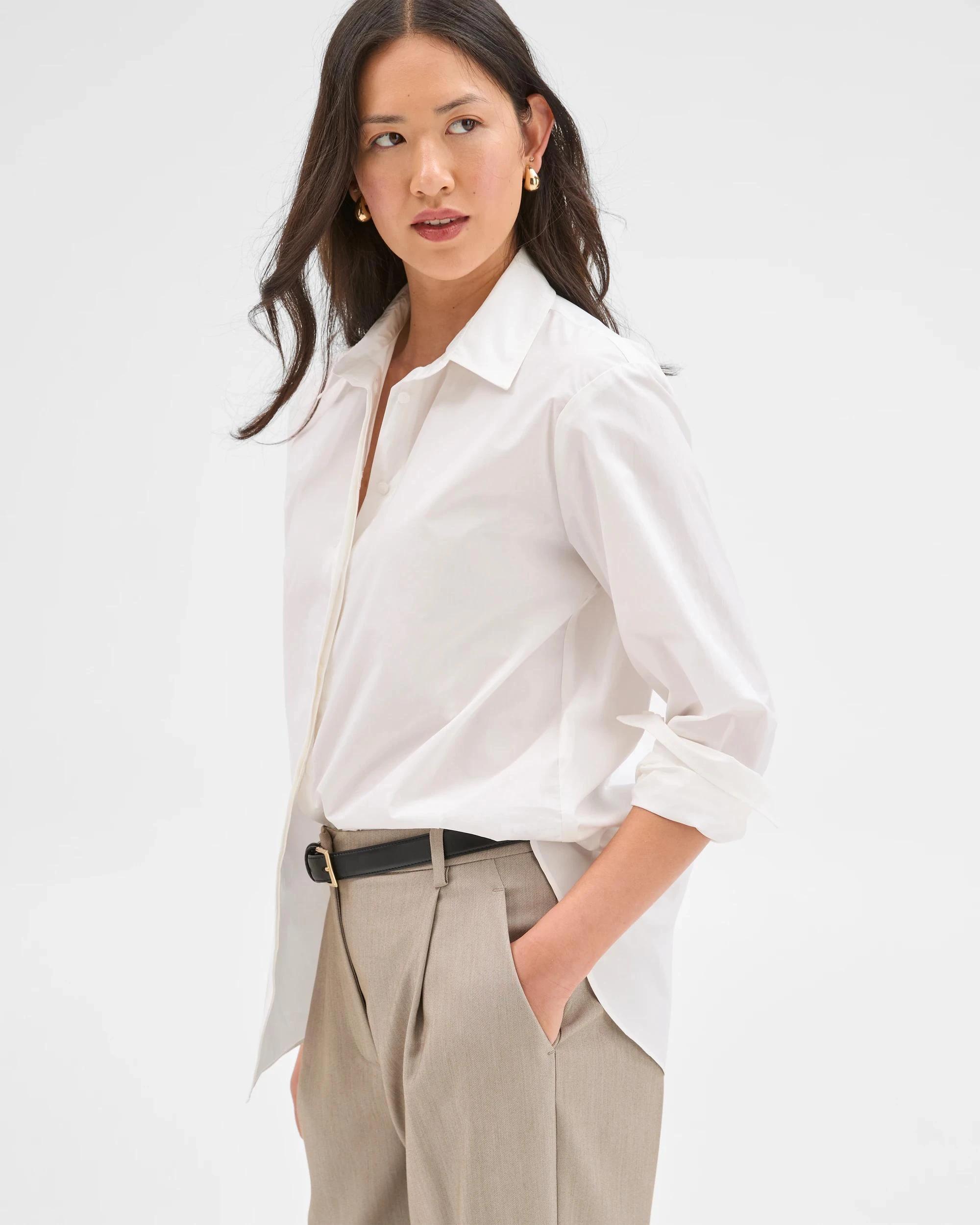 4 Preview Australian Cotton Poplin Shirt WHITE, 4 of 5