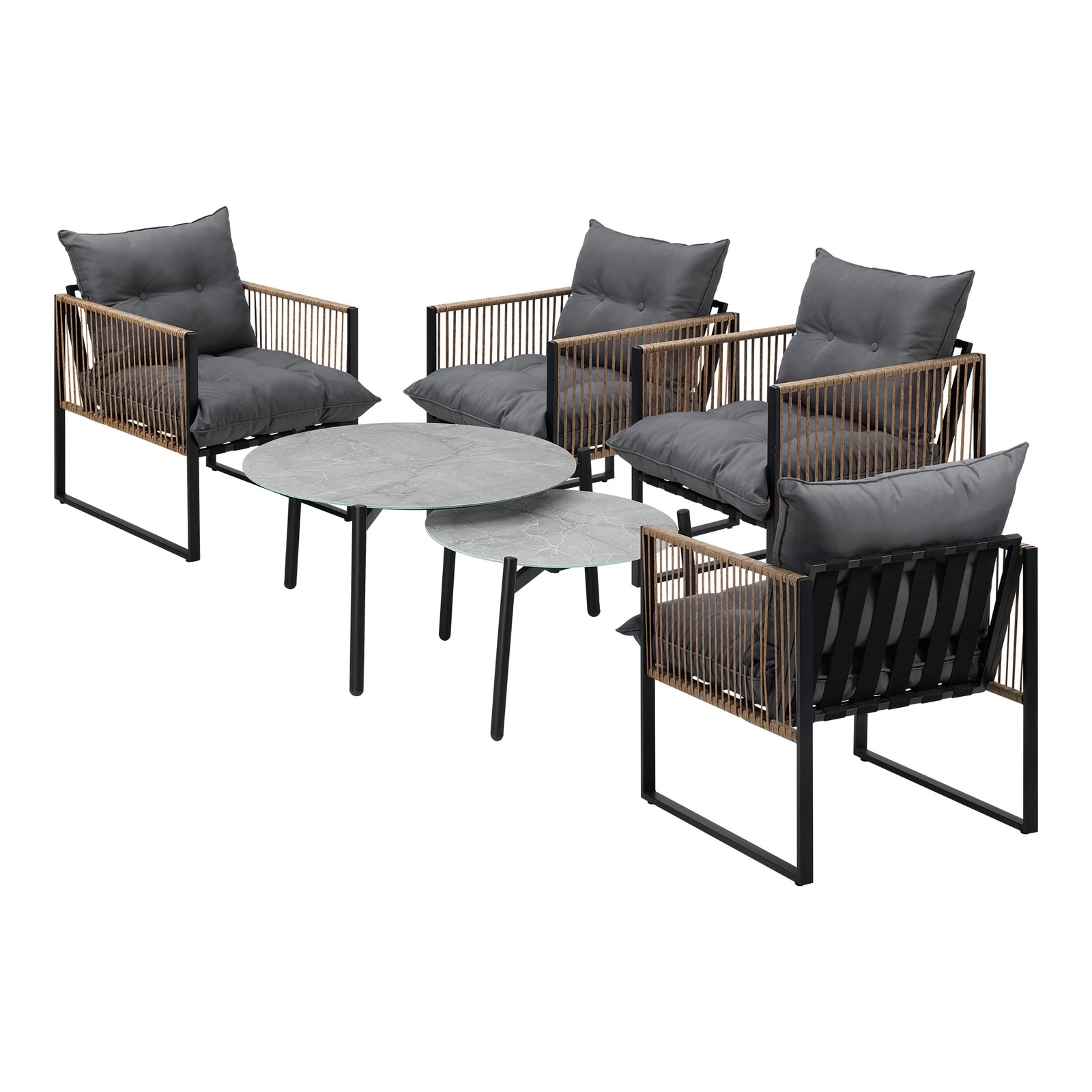 7 Livsip Outdoor Patio Setting Furniture Grey Coffee Table Set Rattan Chairs 6pcs
 - Multi, 7 of 10