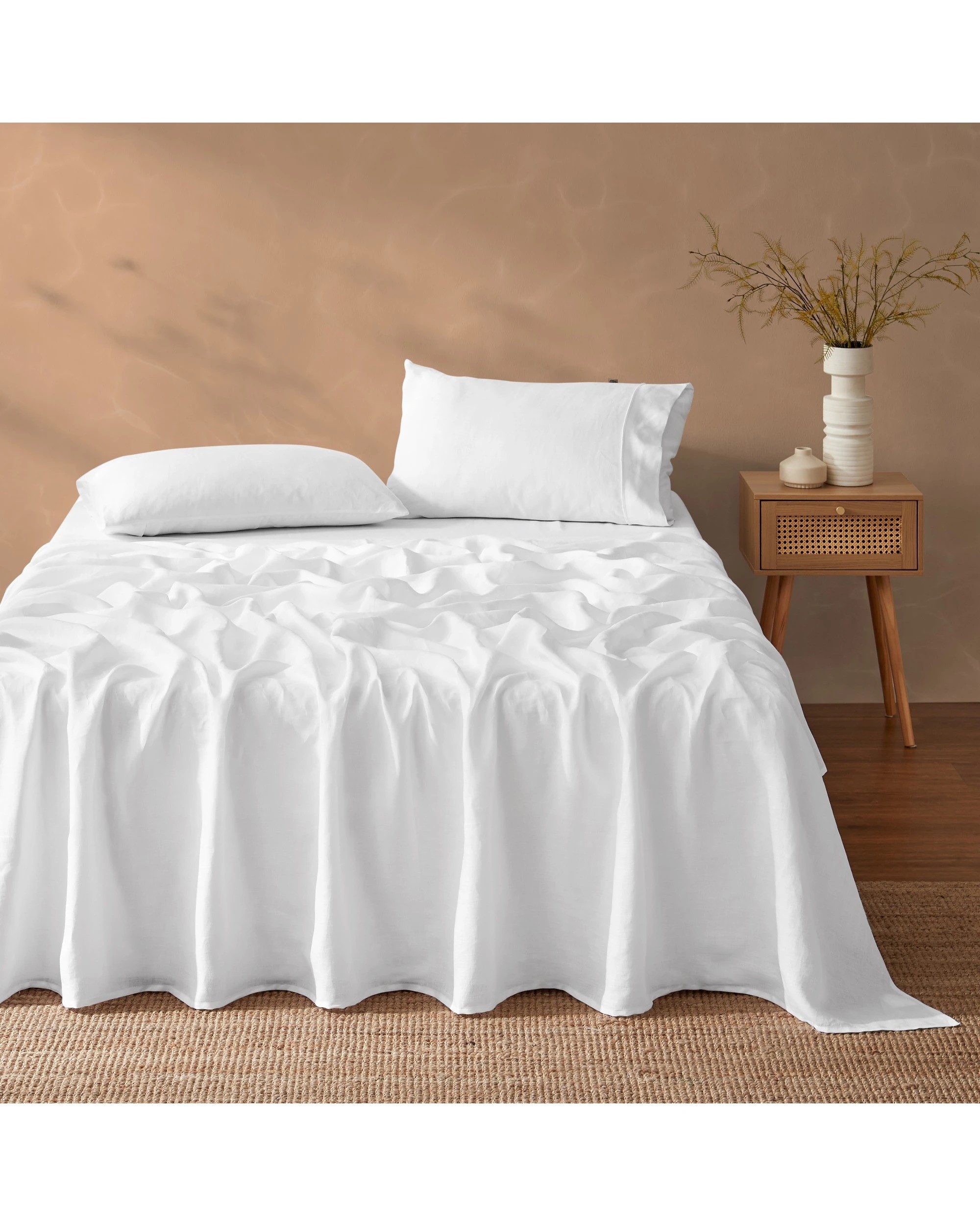 1 Natural Home Vintage Washed 100% Hemp Sheet Set - Super King Bed - White, 1 of 8