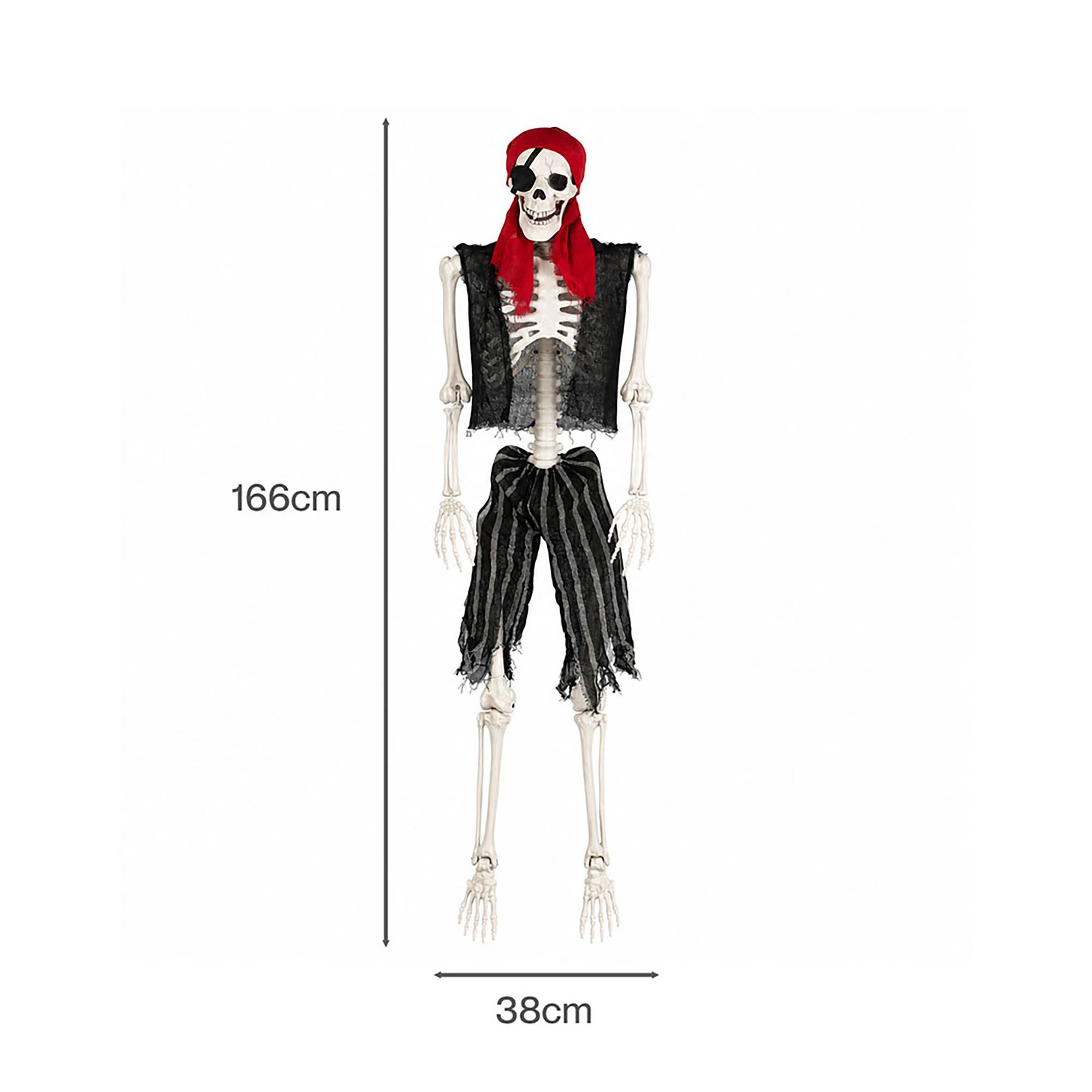 3 Yezi Halloween Skeleton 166cm Life Size Pirate Decor Poseable PE White, 3 of 8