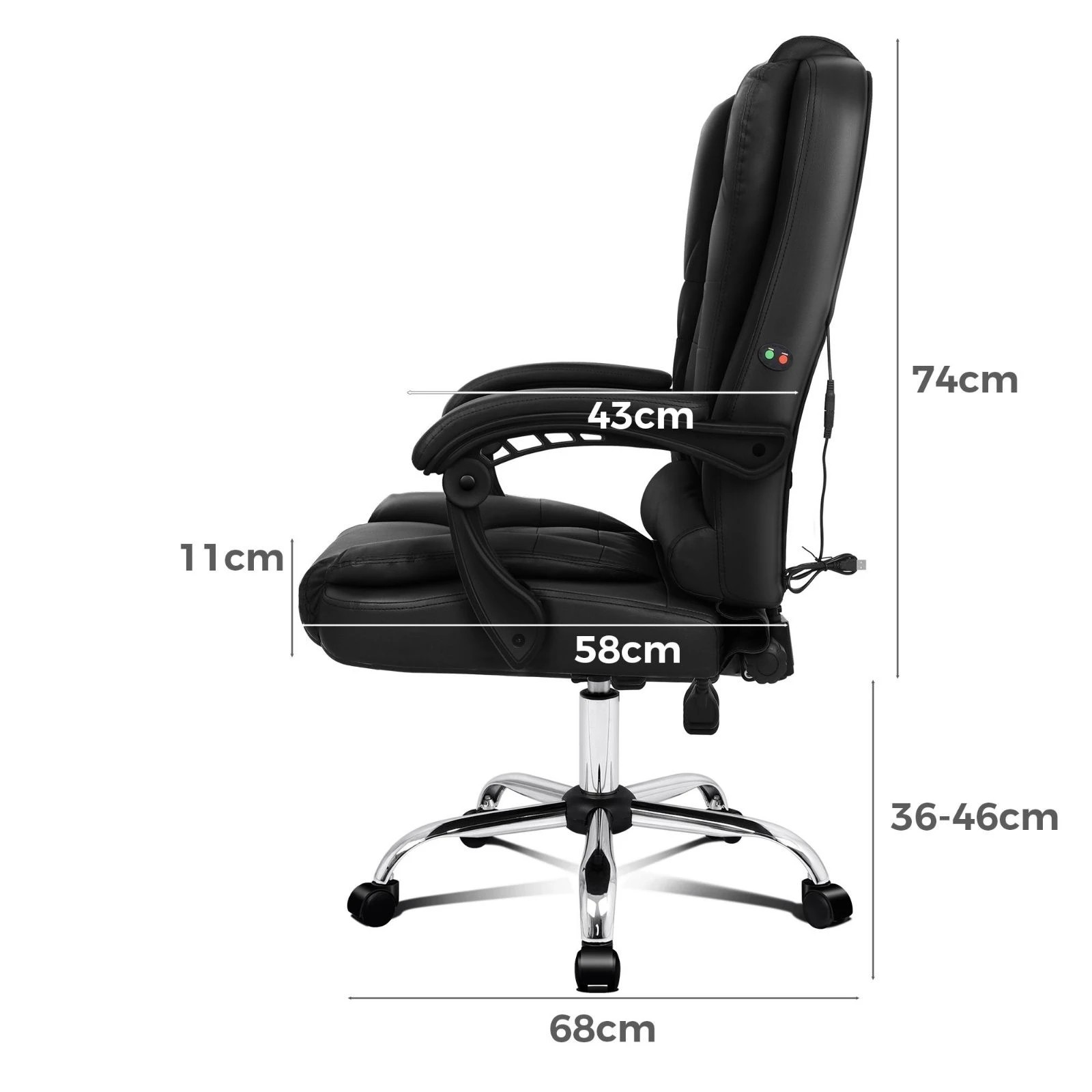 4 Alfordson Massage Office Chair Executive PU Leather Seat Gaming Computer Racer - Black, 4 of 10